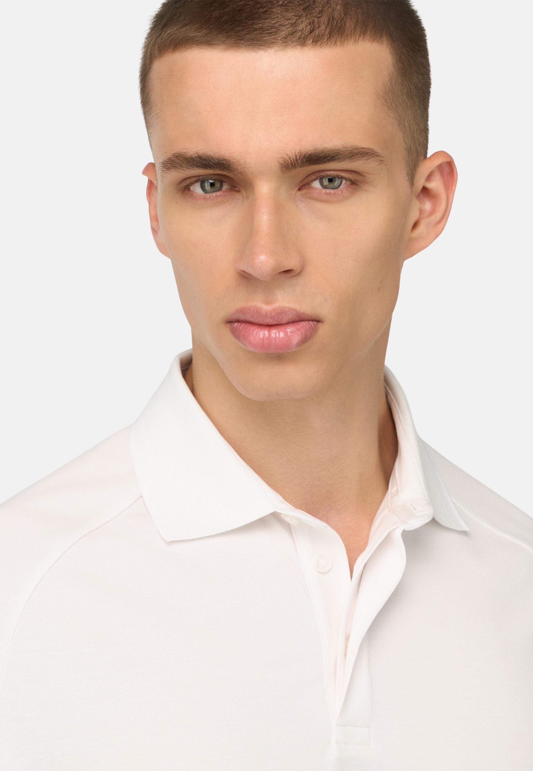 قميص بولو بيكيه بتقنية Cool Jade بأكمام راجلان، أبيض, 3901_WHIT, medium