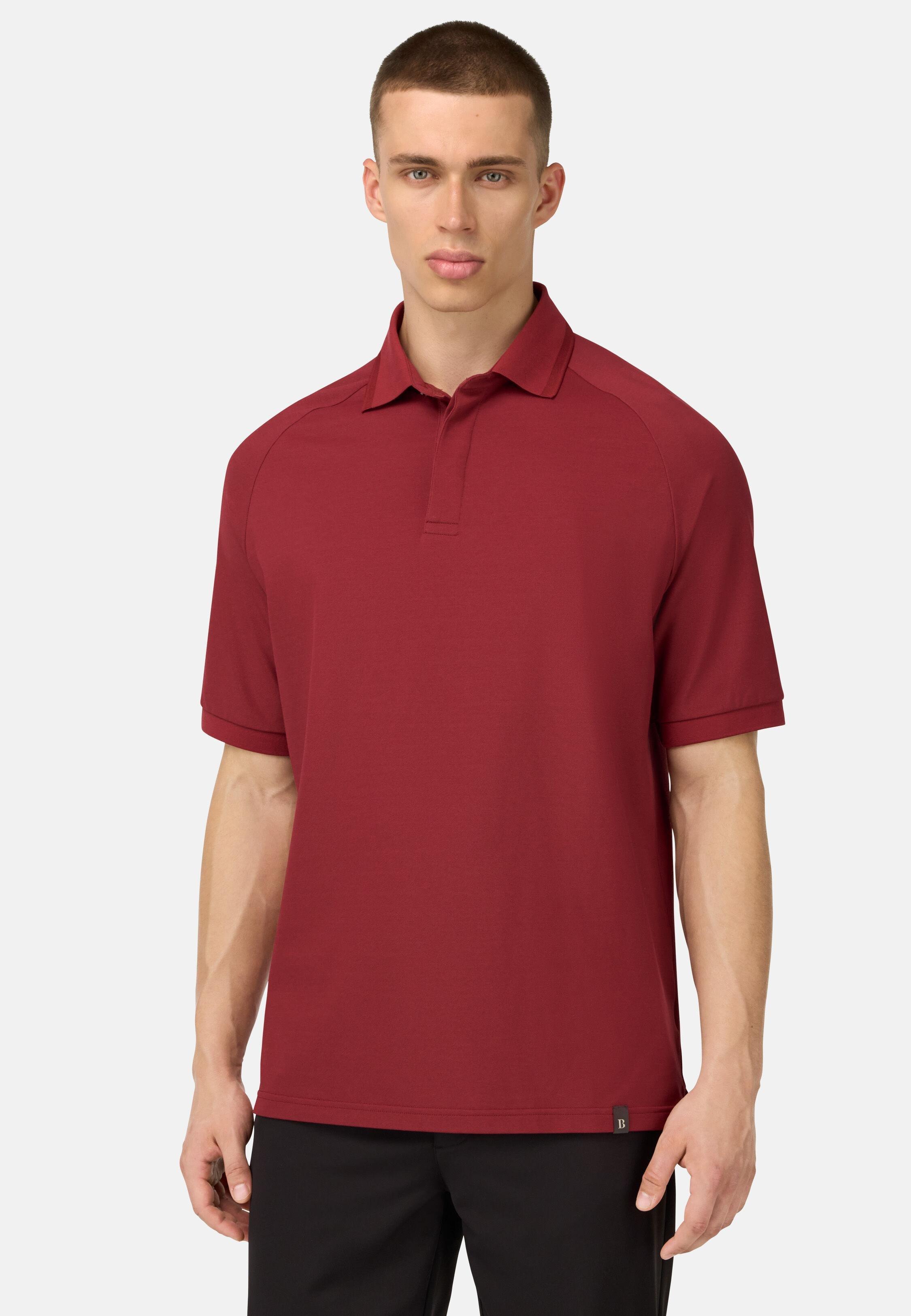 Cool Jade Pique Polo With Raglan Sleeves Red, Burgundy, medium