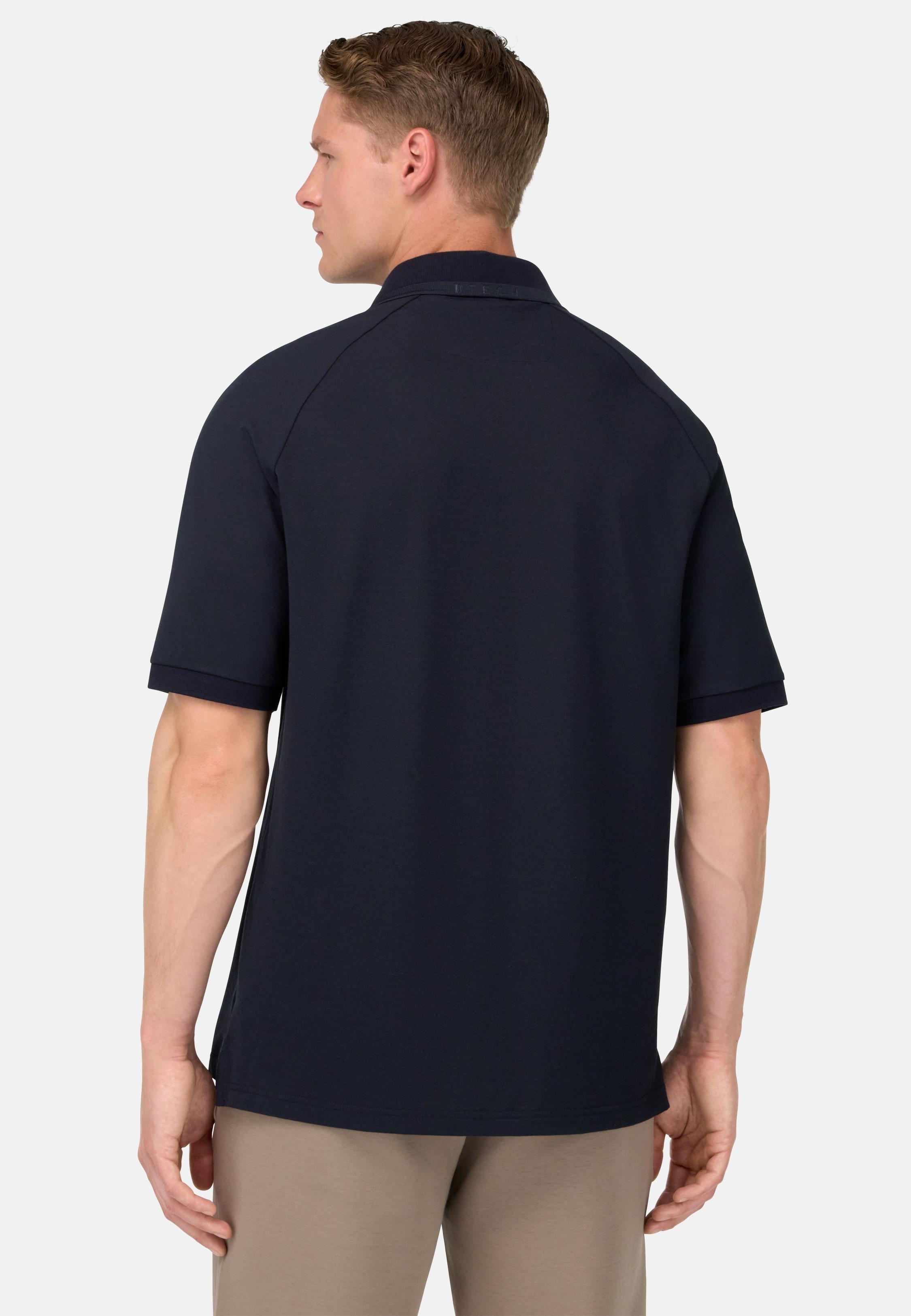 Cool Jade Pique Polo With Raglan Sleeves Blue, Navy blue, medium