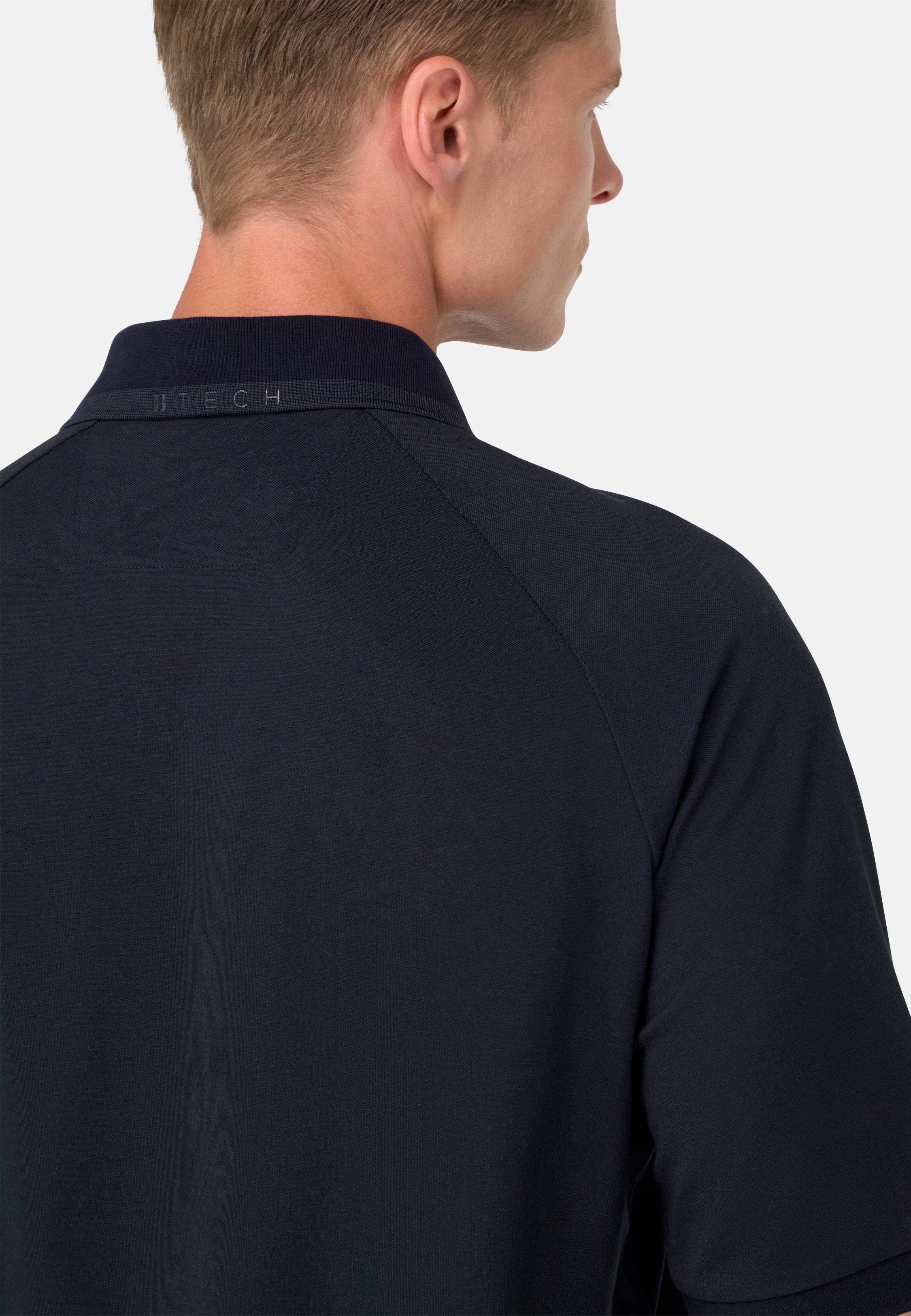 Cool Jade Pique Polo With Raglan Sleeves Blue, Navy blue, medium