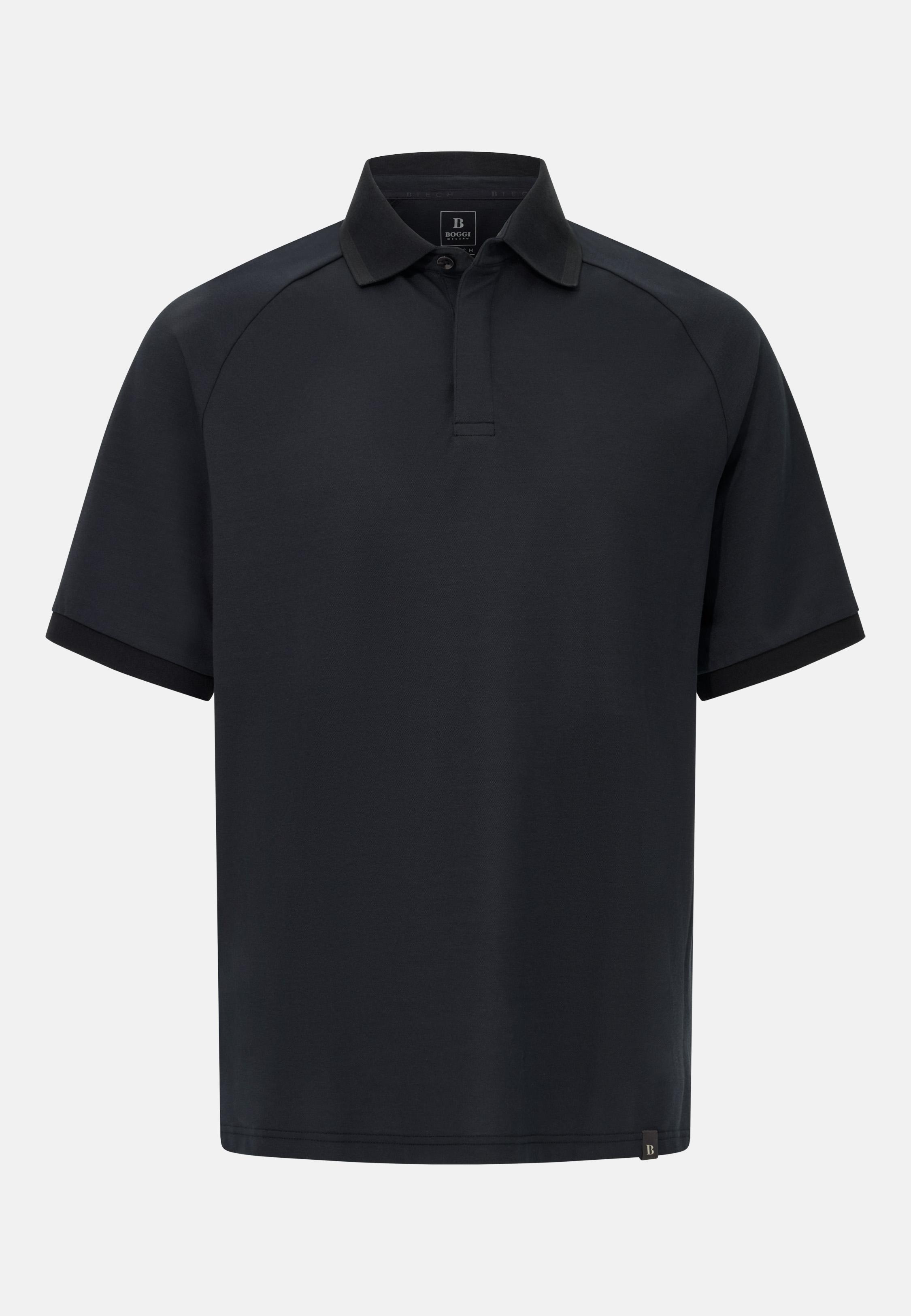 Cool Jade Pique Polo With Raglan Sleeves Black, Black, medium