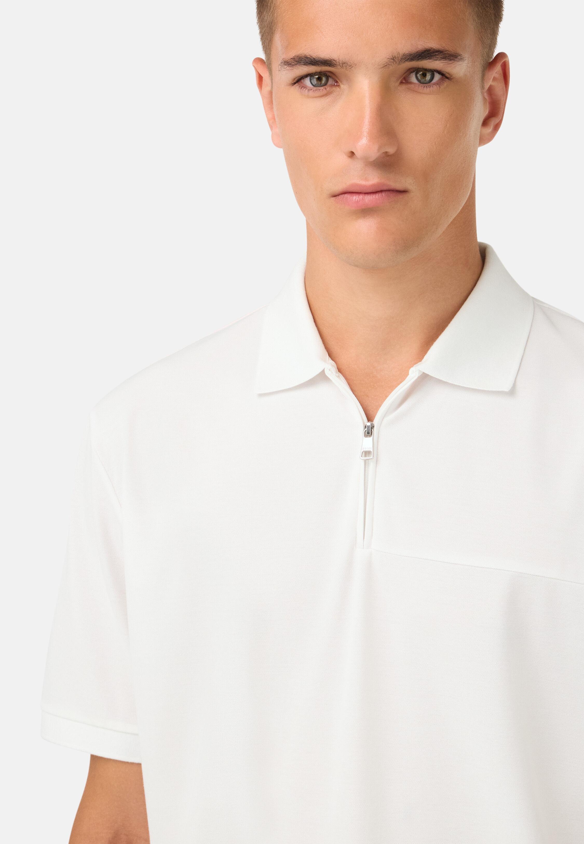 Cool Jade Half-Zip Polo Shirt White, White, medium