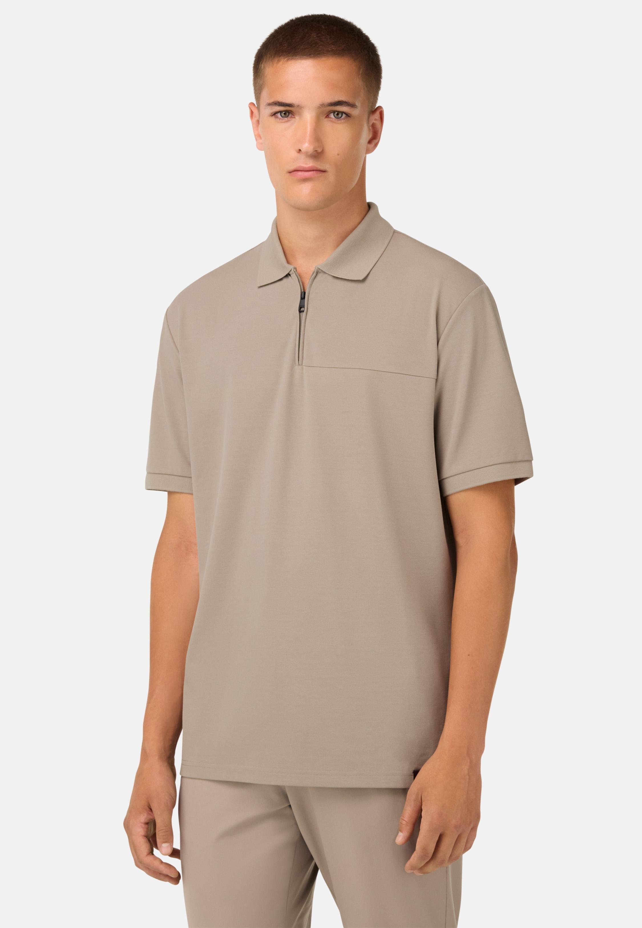 Cool Jade Half-Zip Polo Shirt Brown, Taupe, medium