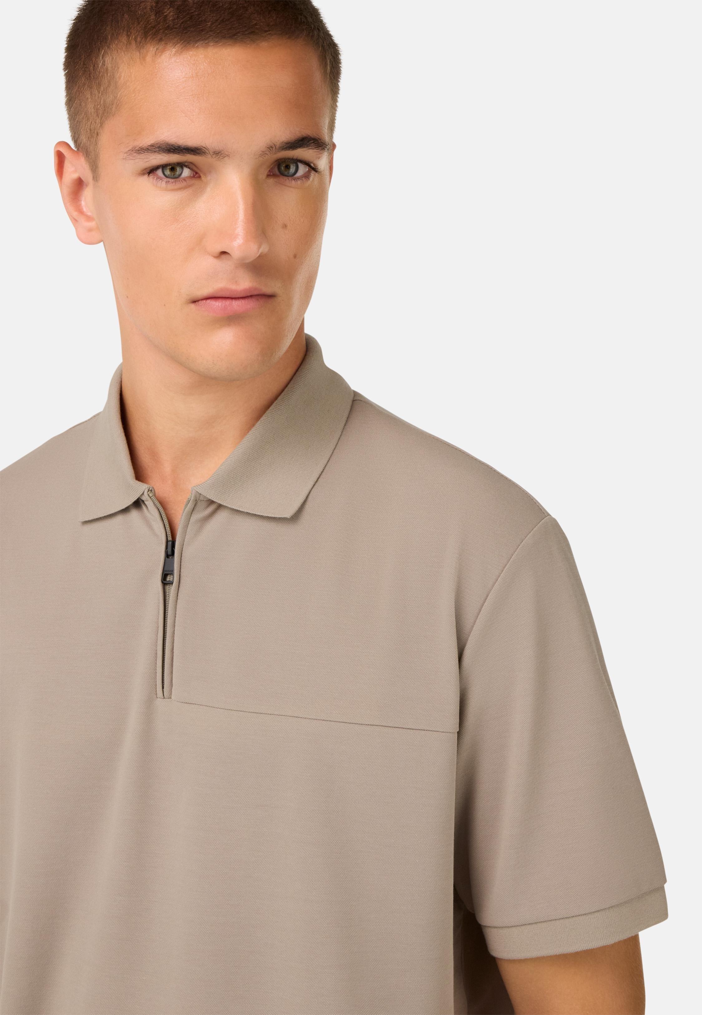 Cool Jade Half-Zip Polo Shirt Brown, Taupe, medium