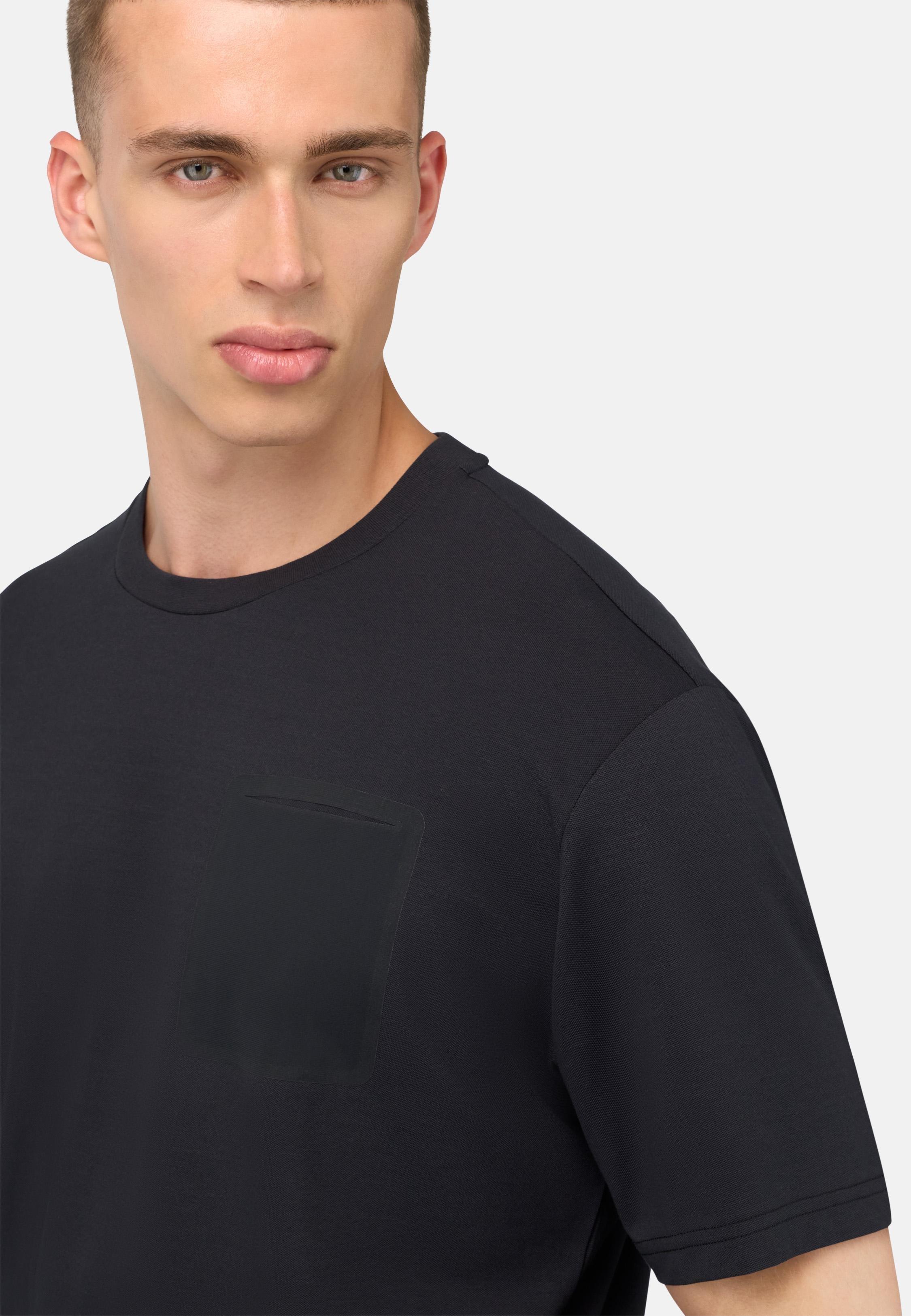 Cool Jade Pique T-Shirt With Pocket Black, Black, medium