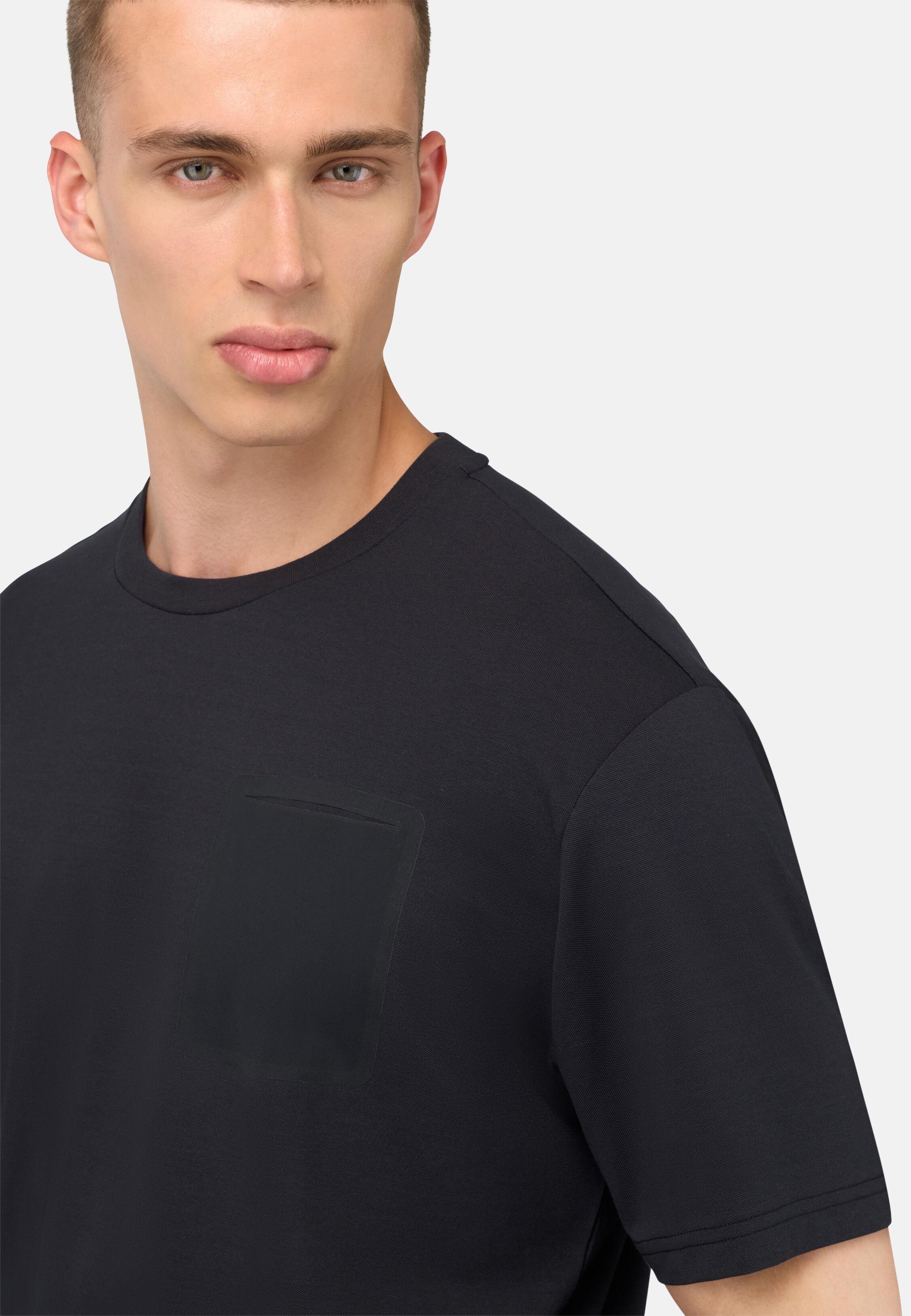 تيشيرت بيكيه بتقنية Cool Jade بجيب، أسود, 3901_BLAC, medium