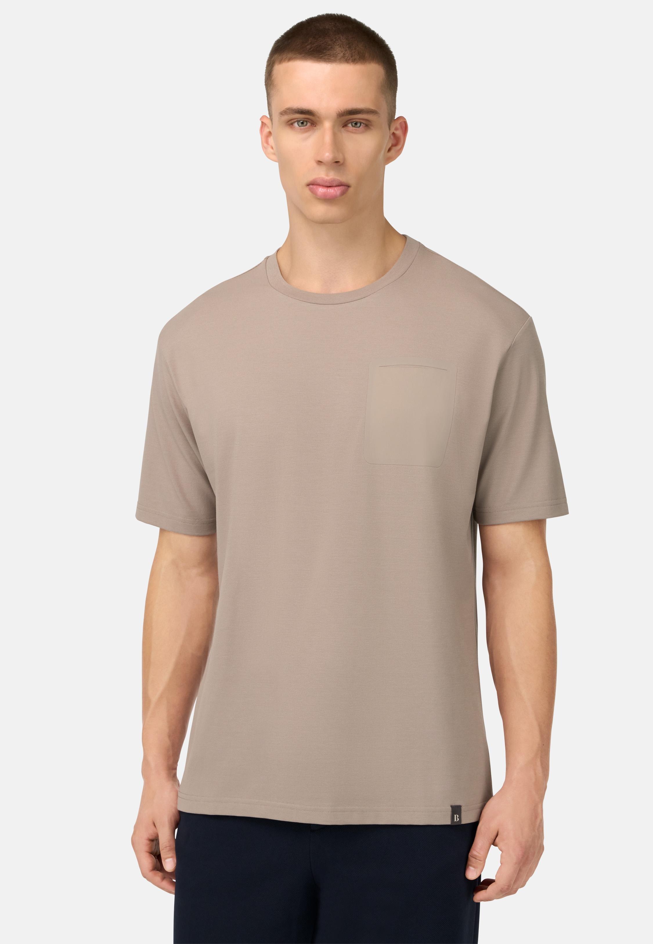 Cool Jade Pique T-Shirt With Pocket Brown, Taupe, medium