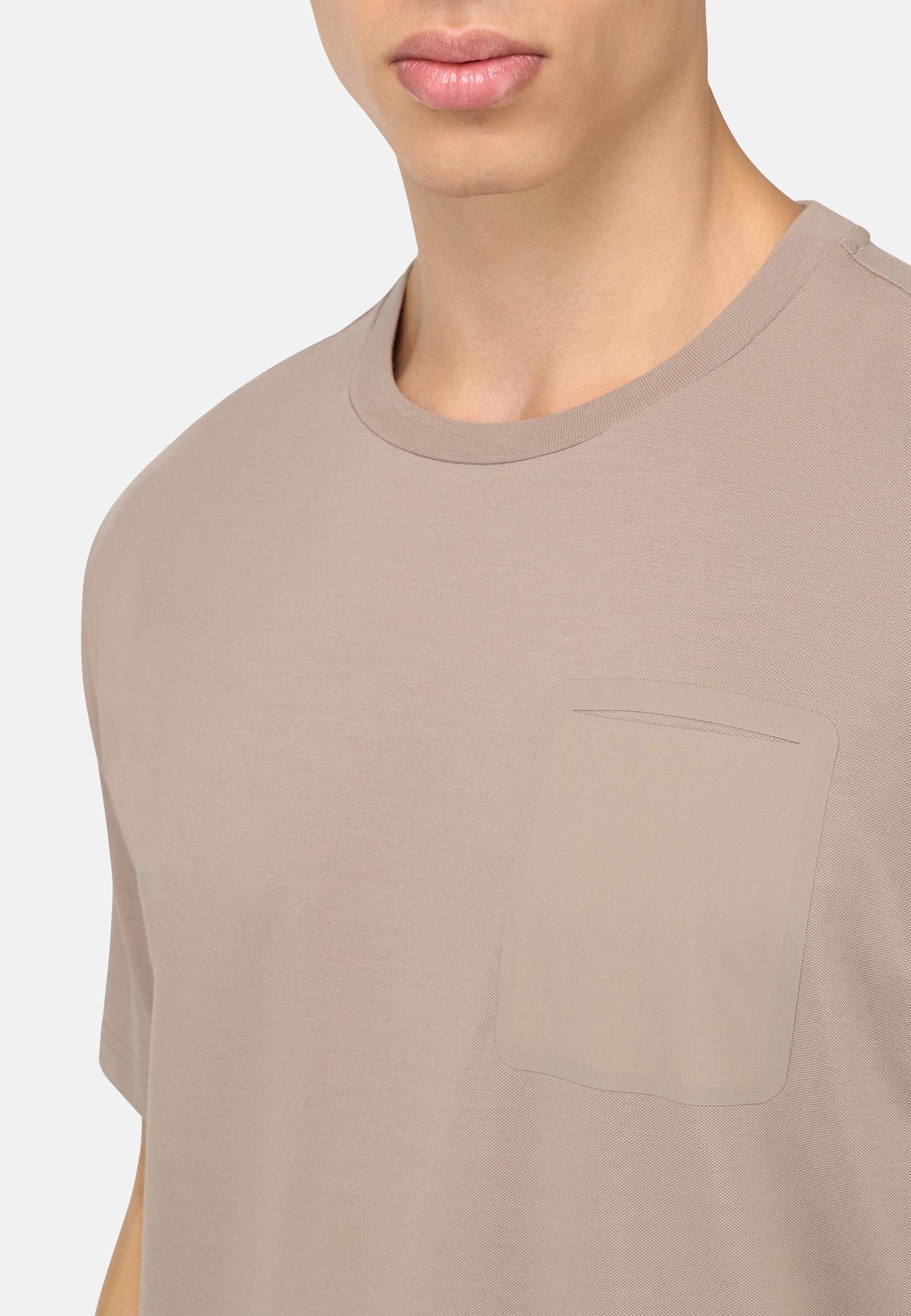 Cool Jade Pique T-Shirt With Pocket Brown, Taupe, medium