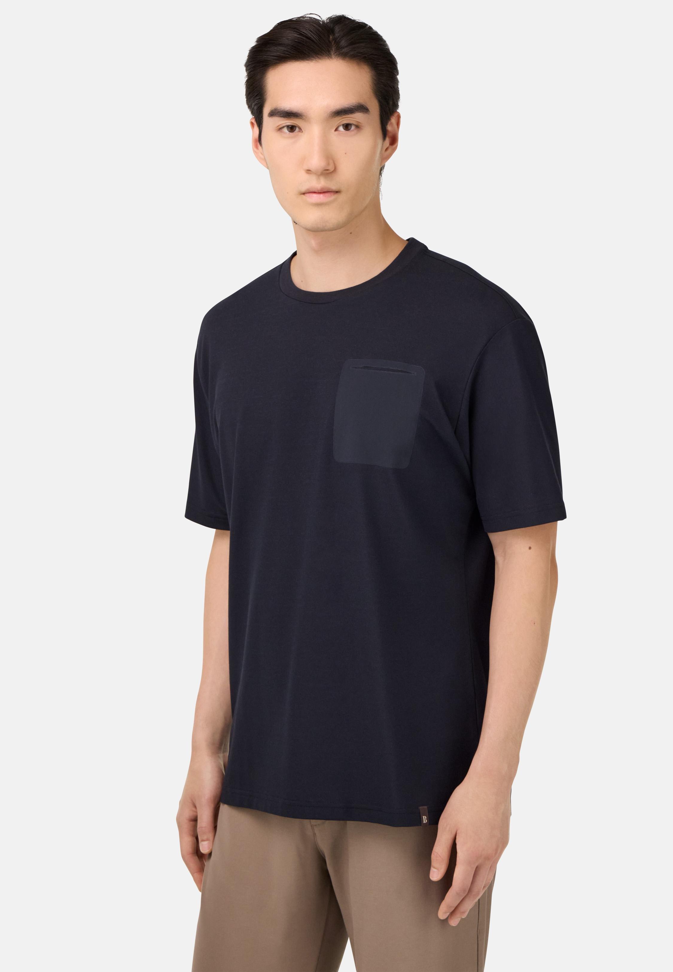 Cool Jade Pique T-Shirt With Pocket Blue, Navy blue, medium