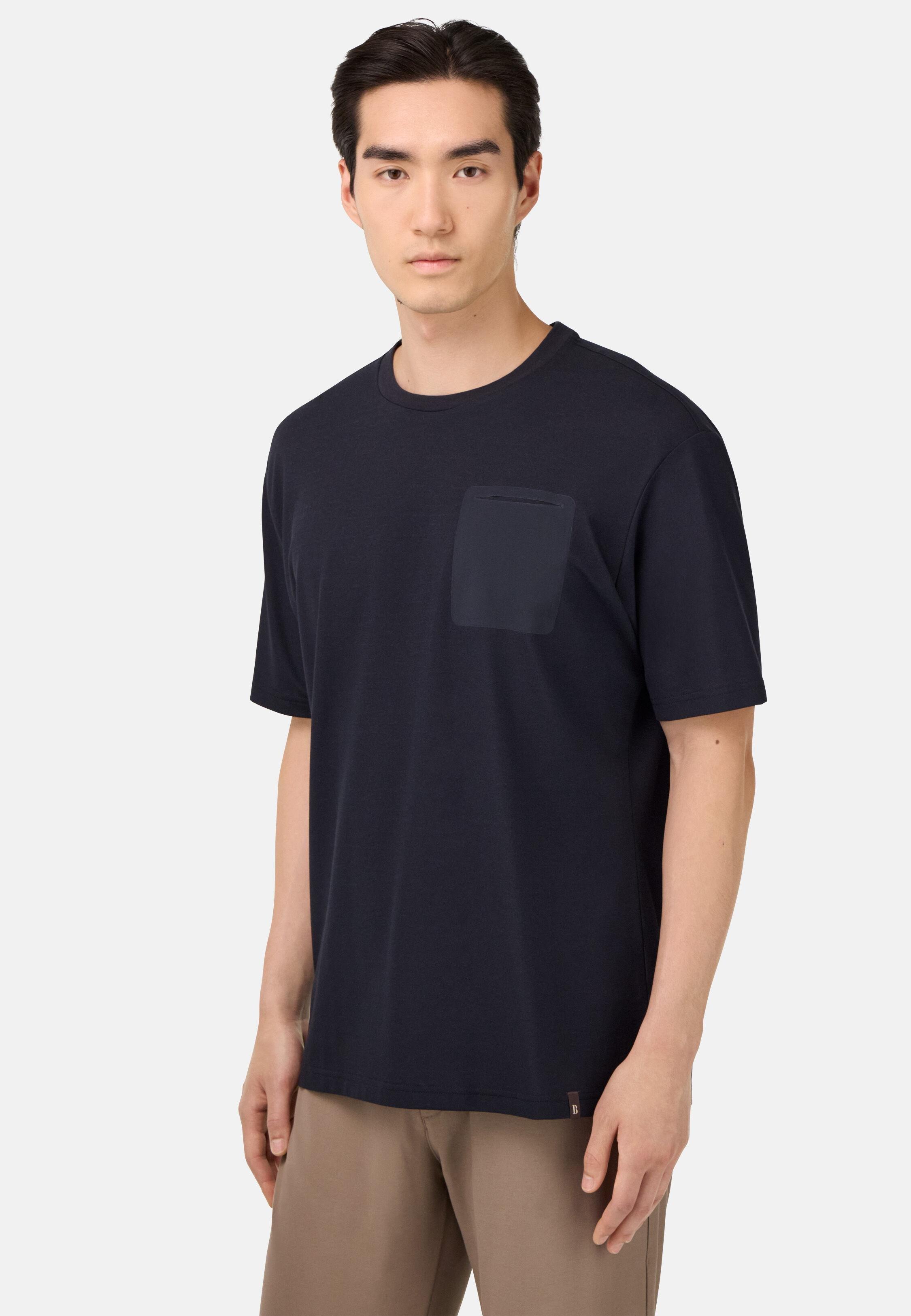 تيشيرت بيكيه بتقنية Cool Jade بجيب، أزرق, 3901_NAVY, medium