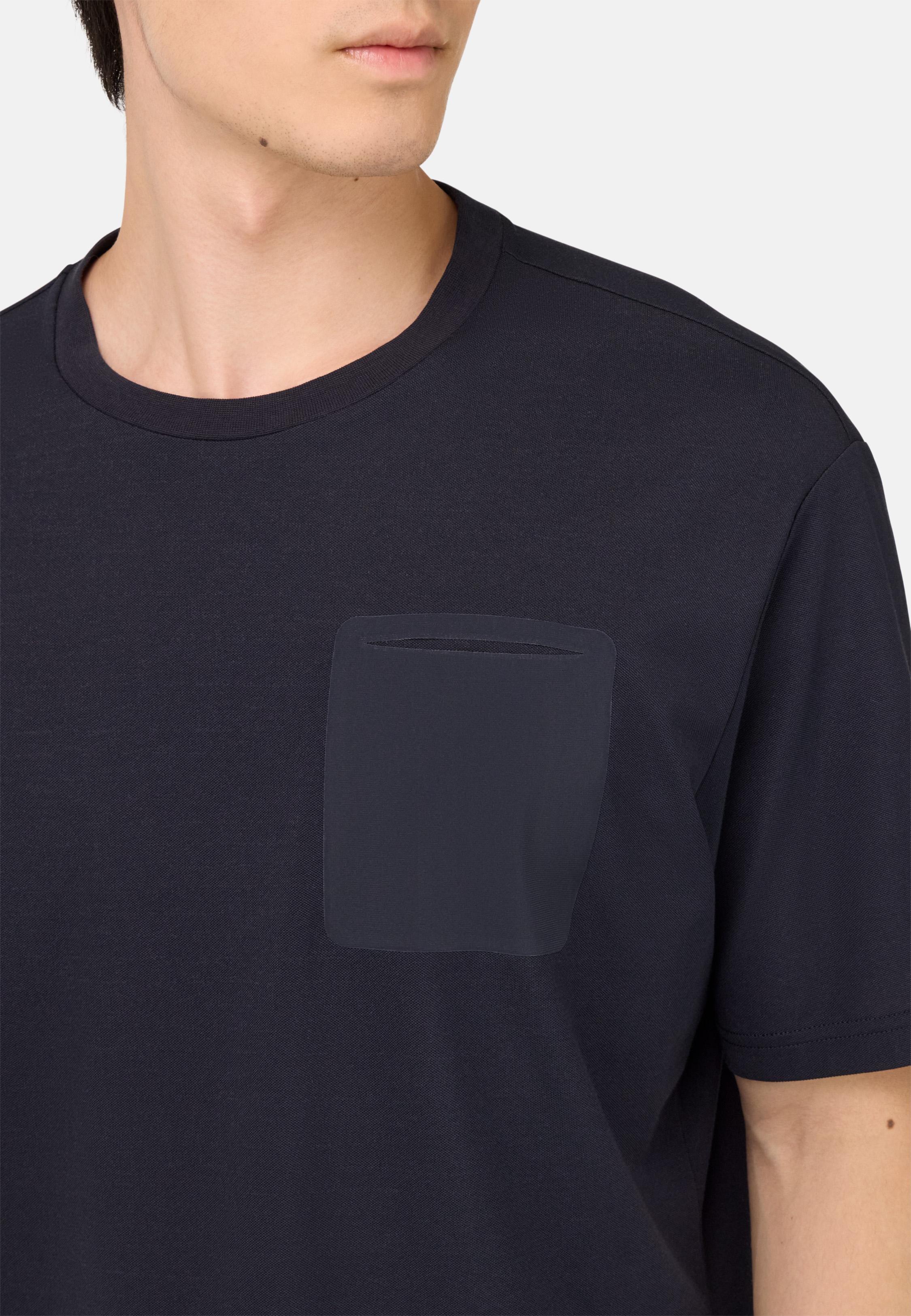 Cool Jade Pique T-Shirt With Pocket Blue, Navy blue, medium
