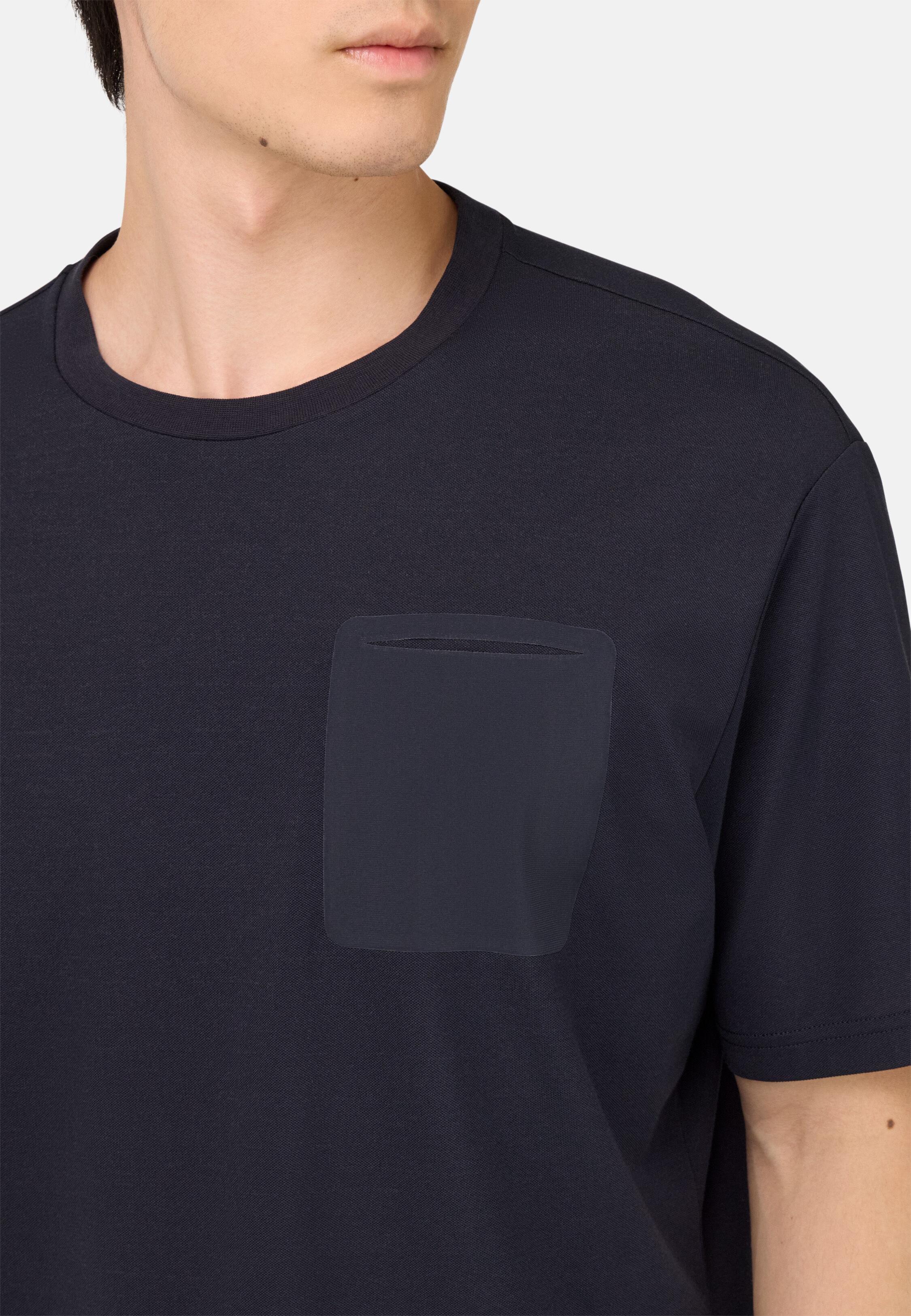 تيشيرت بيكيه بتقنية Cool Jade بجيب، أزرق, 3901_NAVY, medium