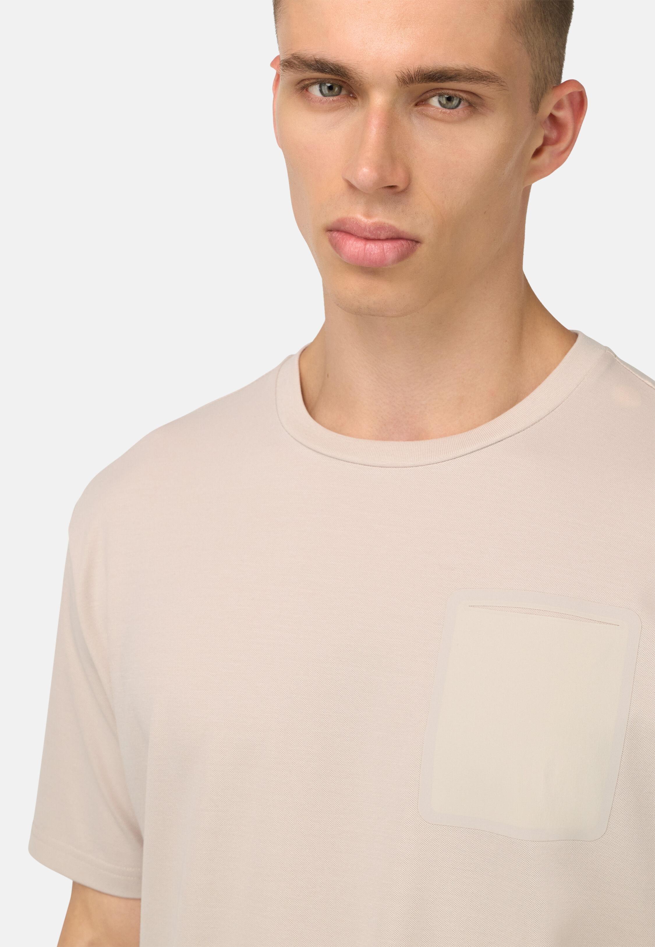 تيشيرت بيكيه بتقنية Cool Jade بجيب، بيج, 3901_SAND, medium