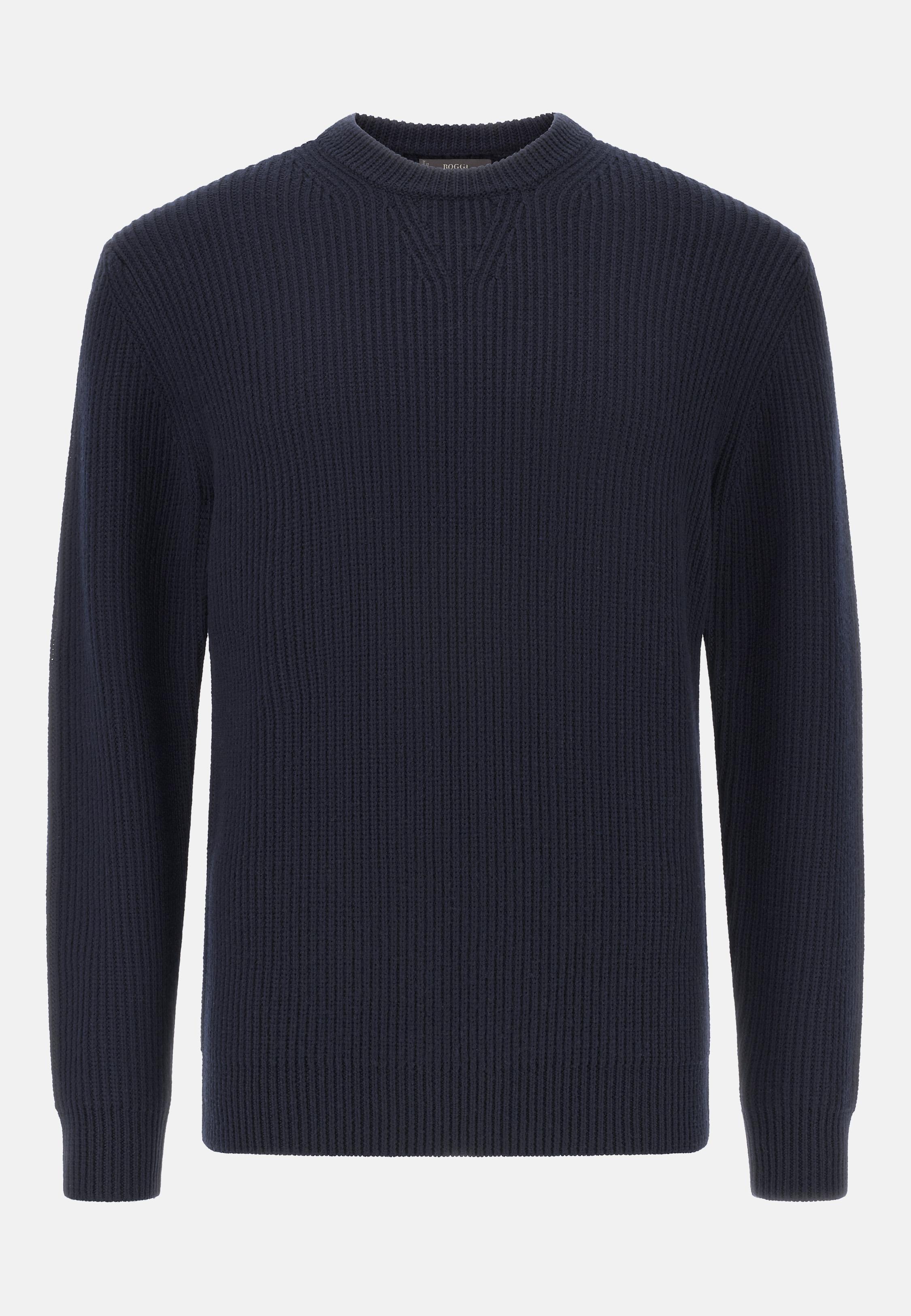 Merino Wool Crew Neck Jumper Blue, Navy blue, large image number 3