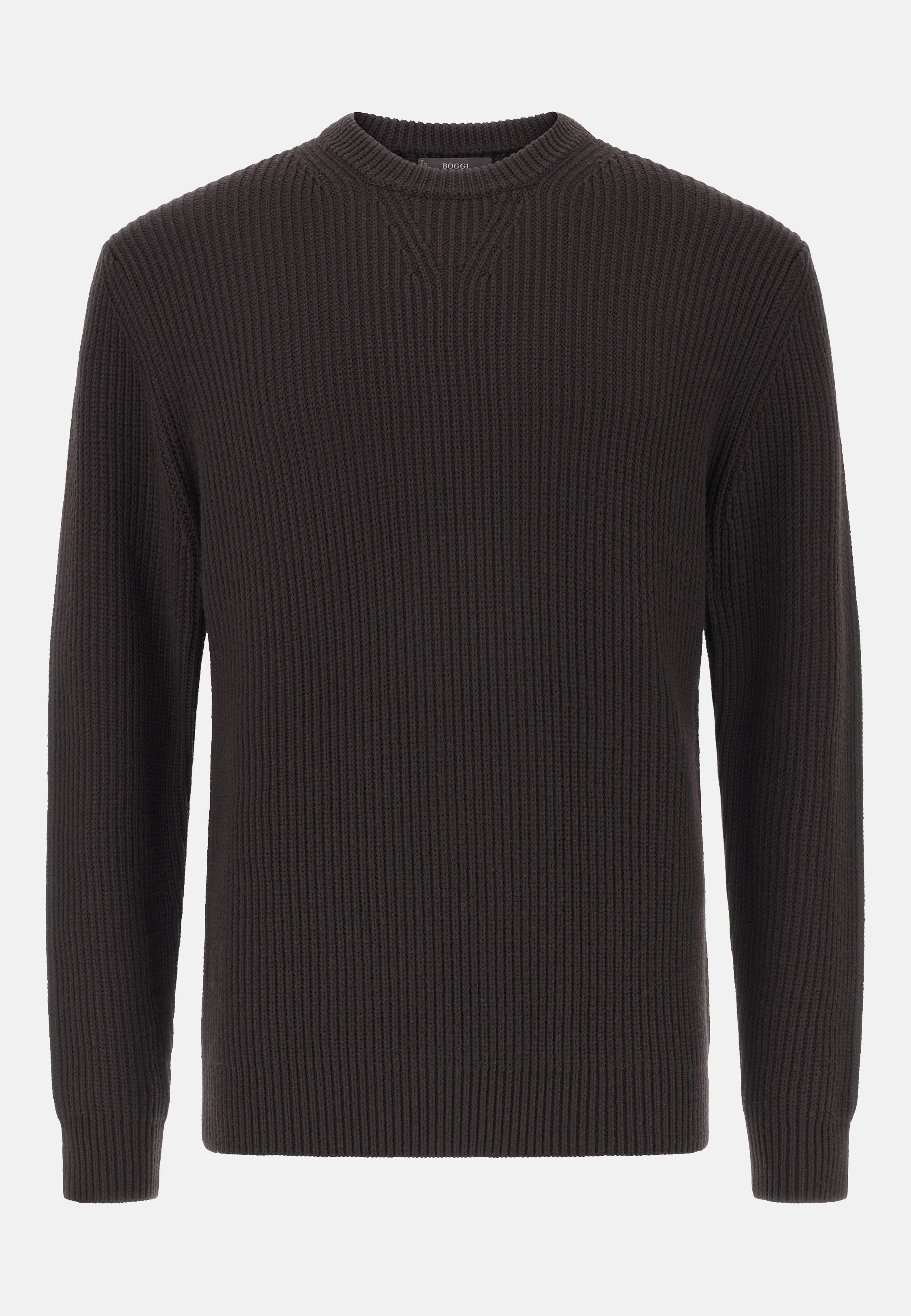 Merino Wool Crew Neck Jumper Brown, Dark brown, large image number 3