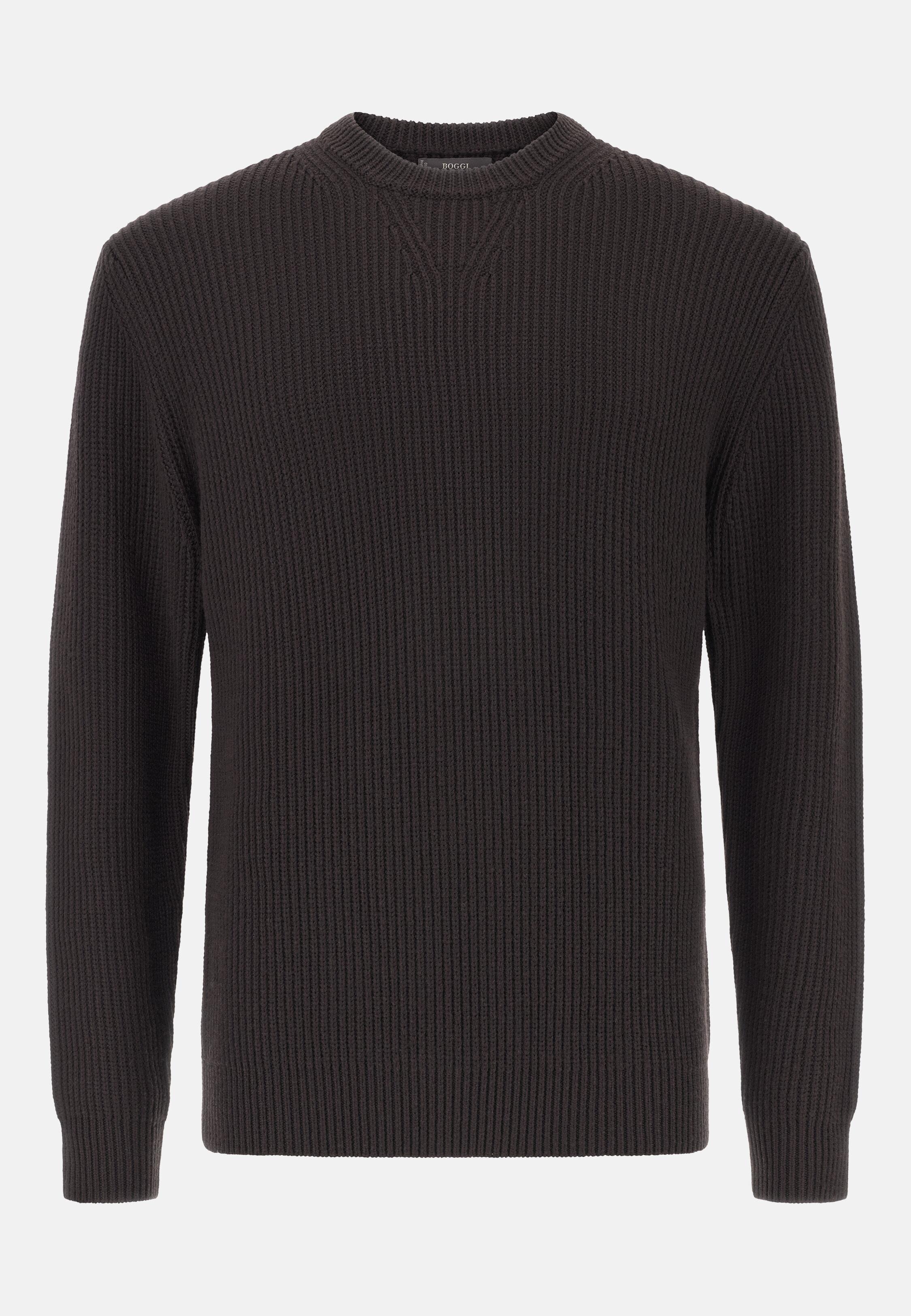 Merino Wool Crew Neck Jumper Brown, Dark brown, large image number 4