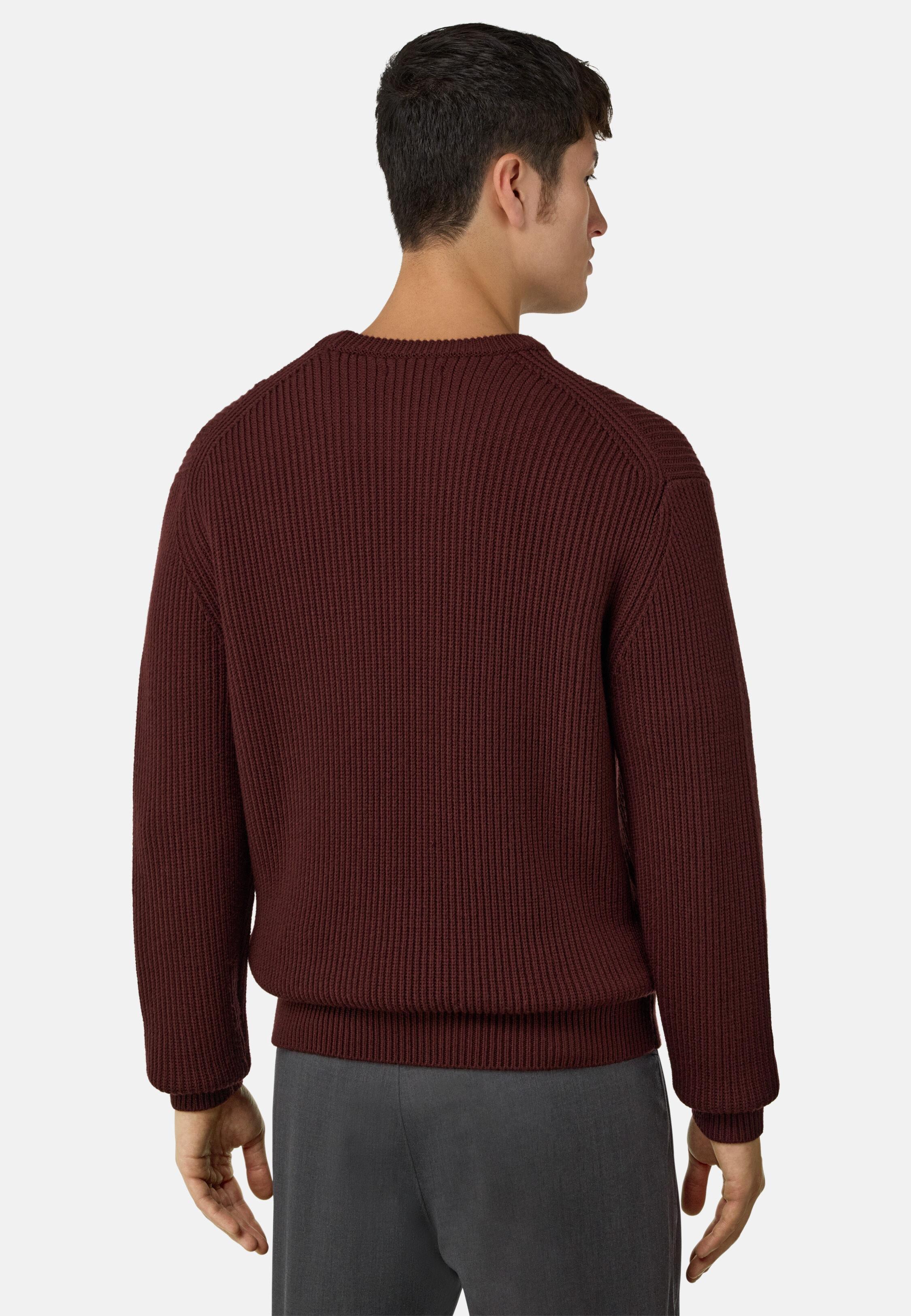 Merino Wool Crew Neck Jumper Red, 3901_BURG, medium