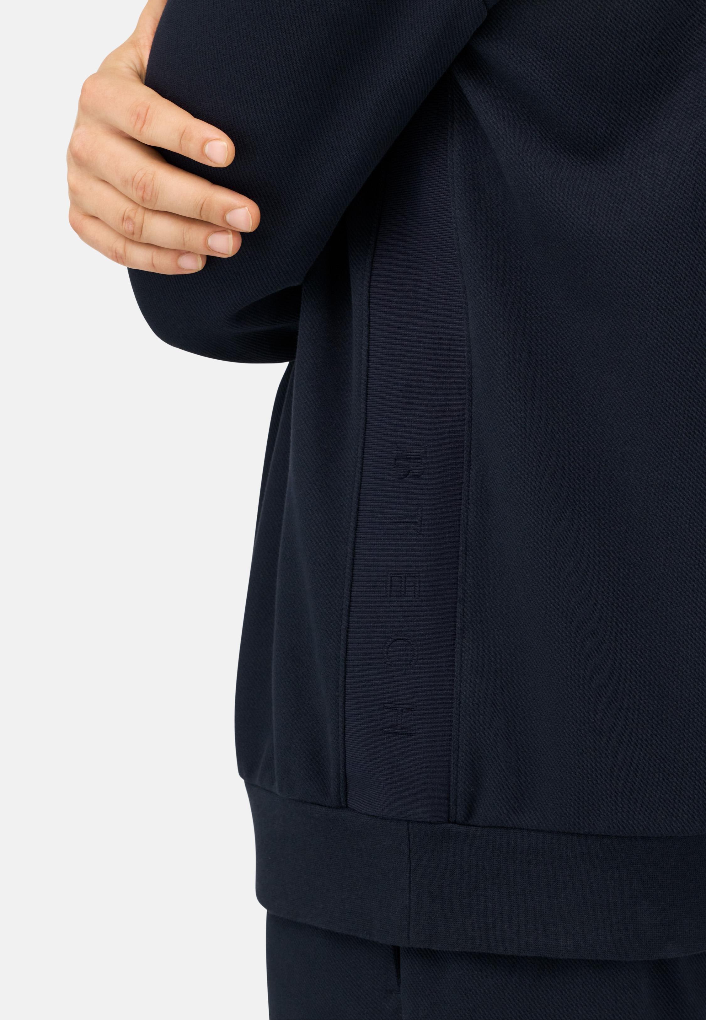 Crew Neck Cotton Blend Sweatshirt  Blue, Navy blue, medium