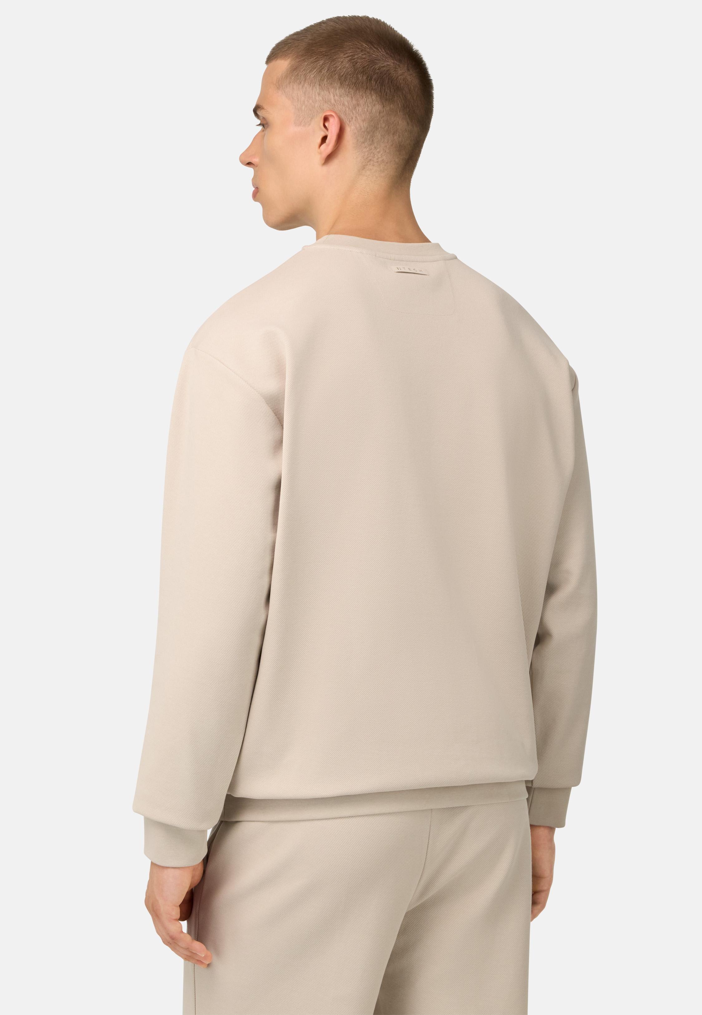 Crew Neck Cotton Blend Sweatshirt Beige, 3901_SAND, medium