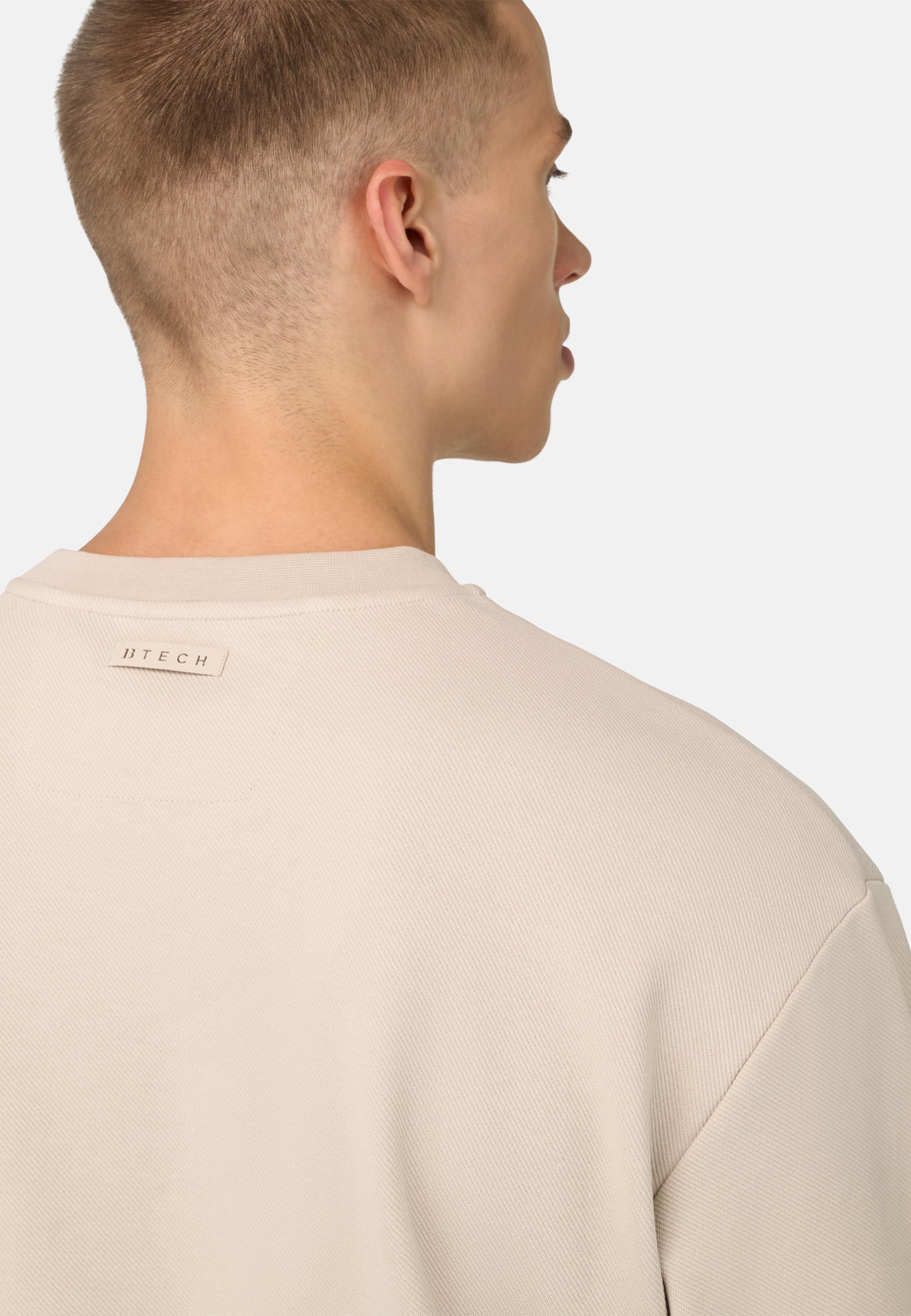 Crew Neck Cotton Blend Sweatshirt Beige, 3901_SAND, medium