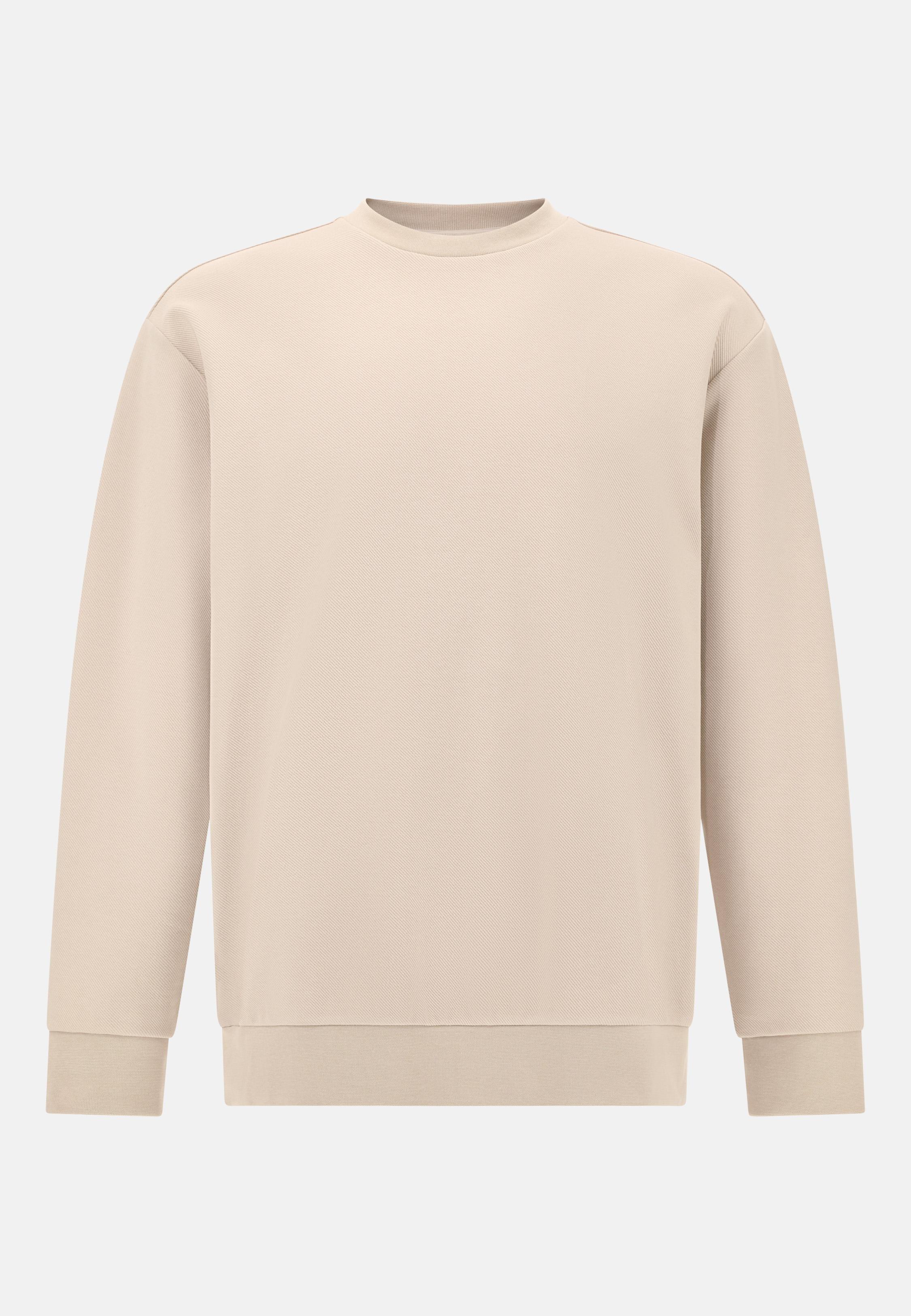 Crew Neck Cotton Blend Sweatshirt Beige, , large image number 3