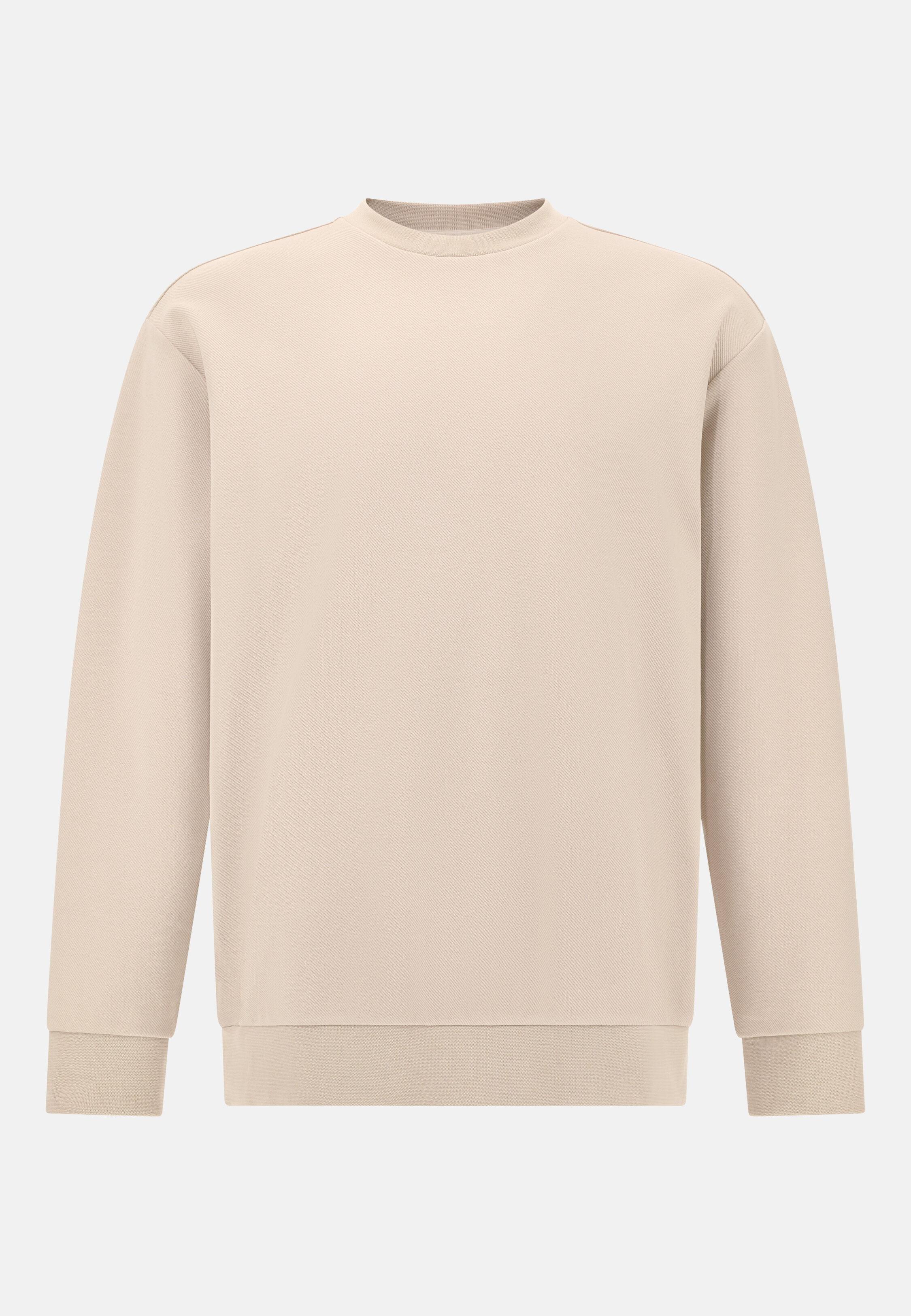 Crew Neck Cotton Blend Sweatshirt Beige, Sand, large image number 3