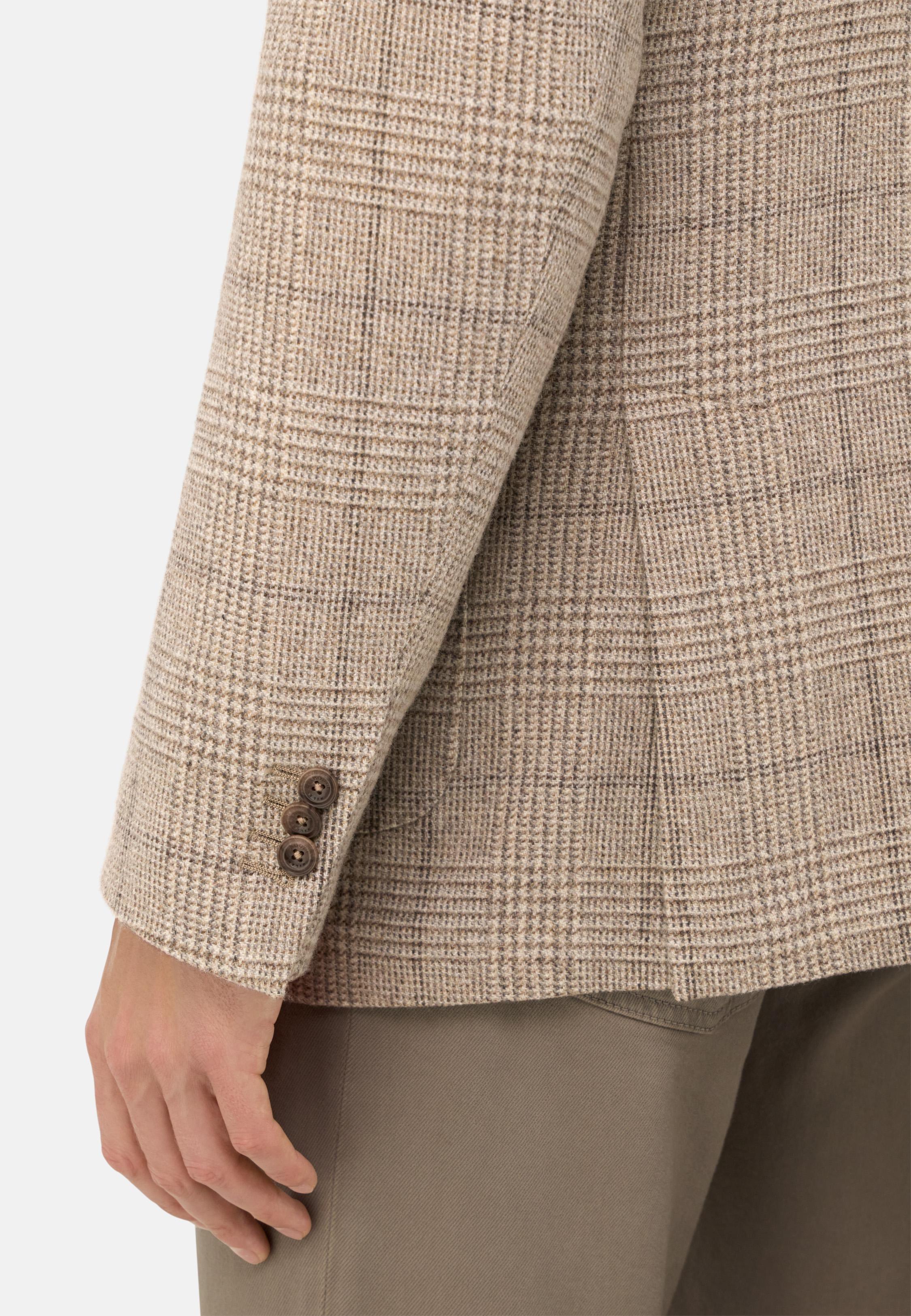 Prince Of Wales Check Jacket In Wool And Cashmere Brown, Taupe, medium