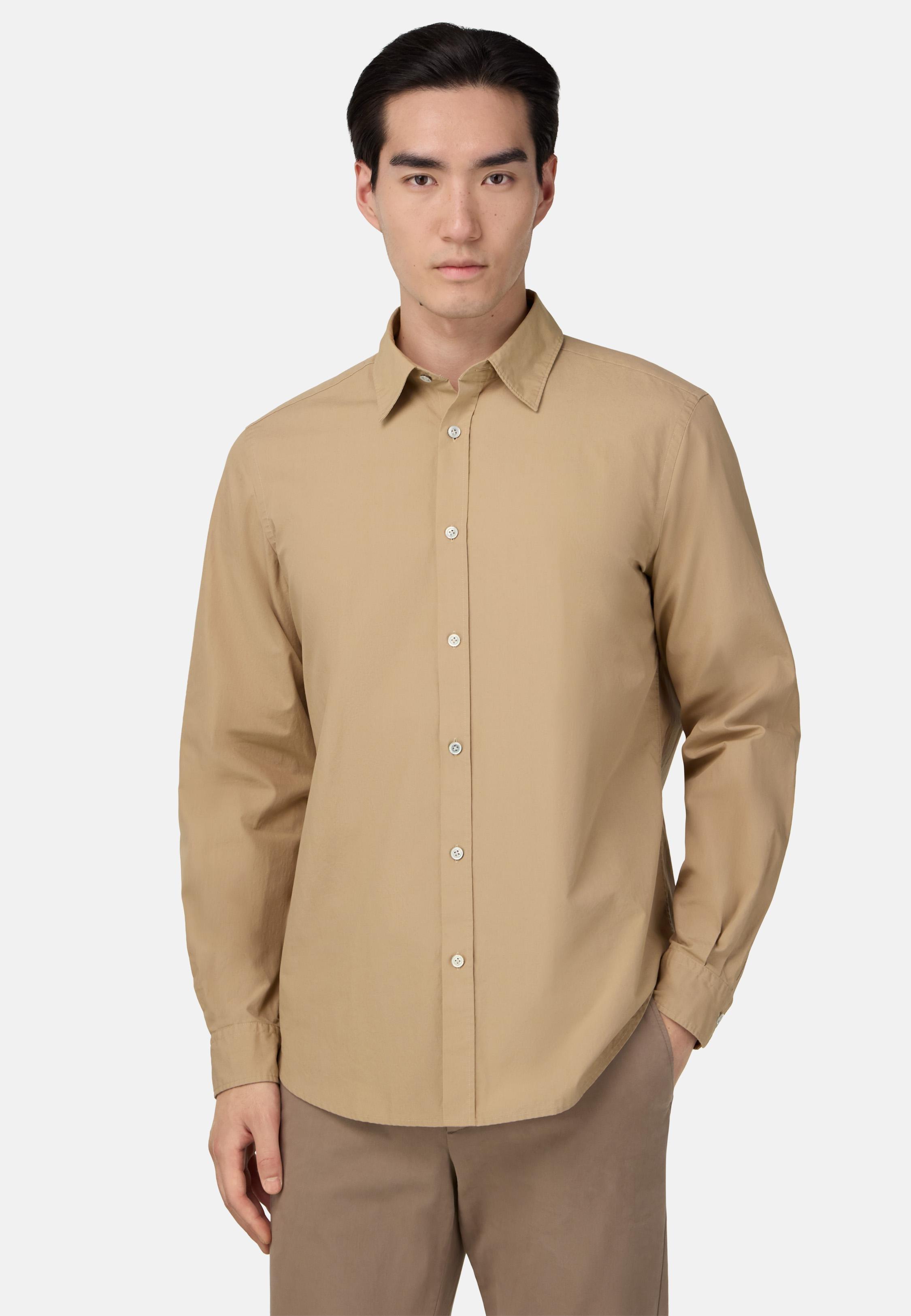 Regular Fit Cotton Poplin Shirt Beige, Beige, large image number 0