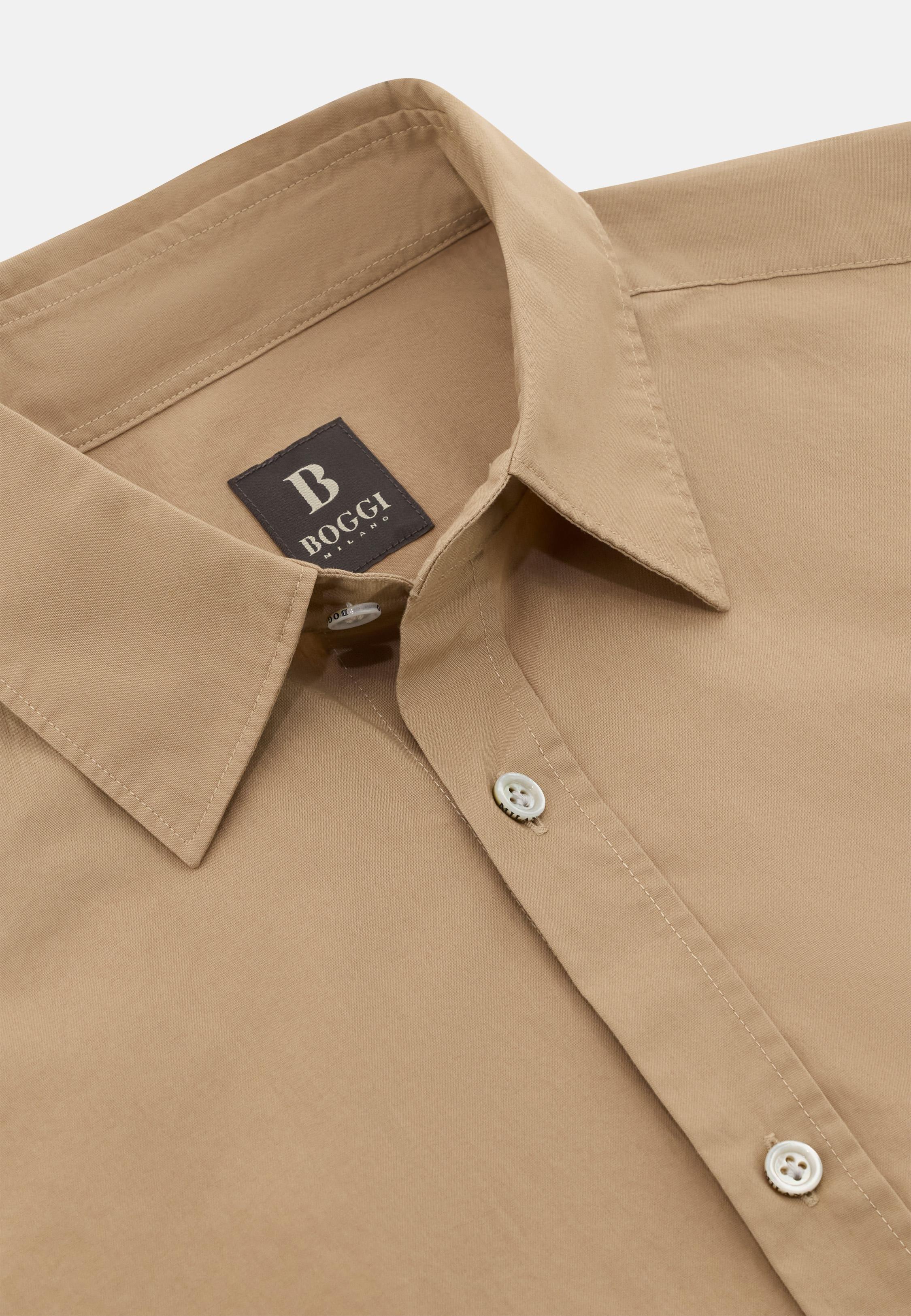 Regular Fit Cotton Poplin Shirt Beige, Beige, large image number 3