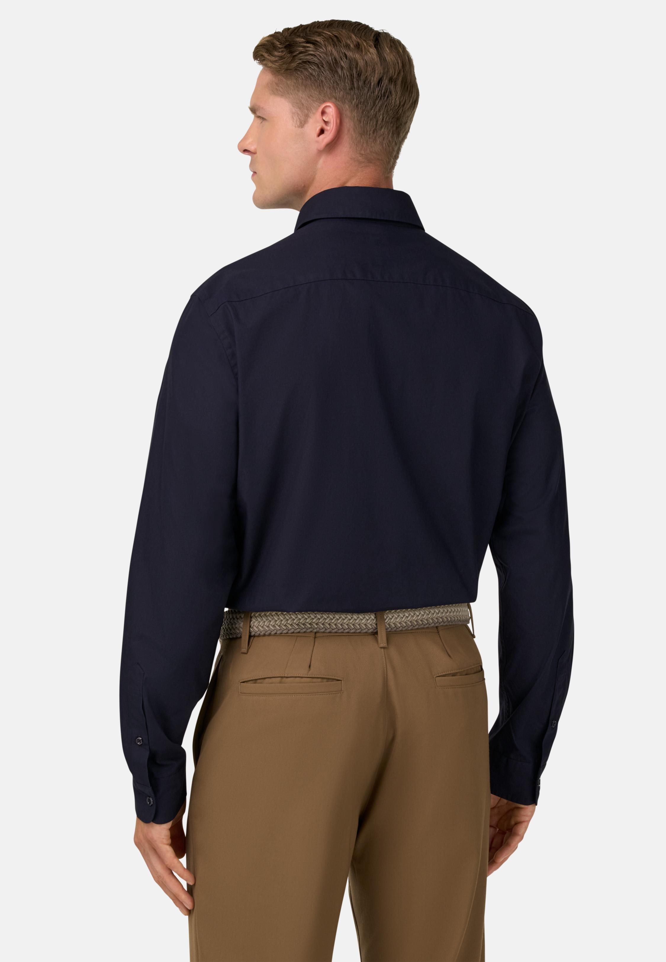 Regular Fit Cotton Poplin Shirt Blue, Navy blue, medium