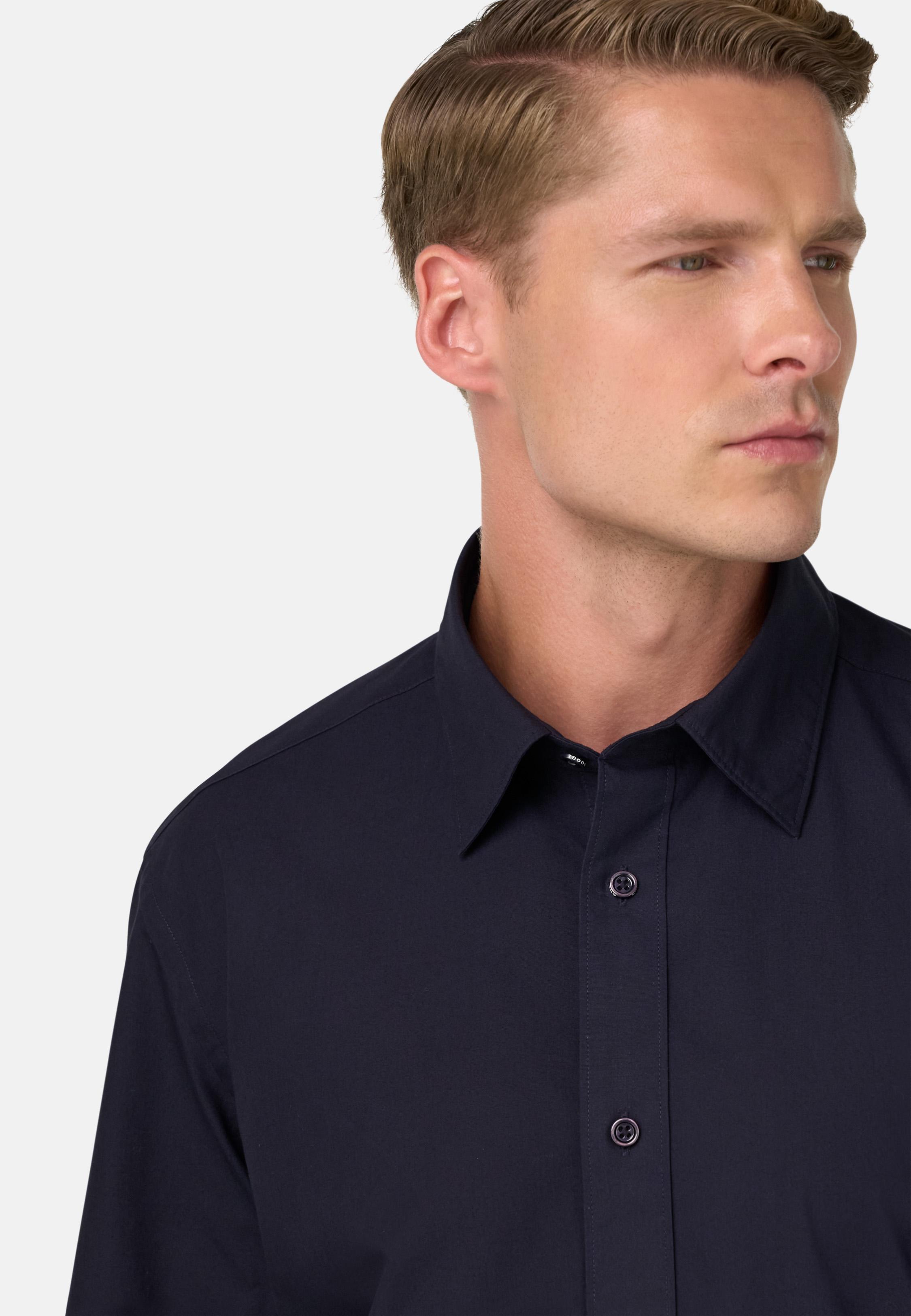 Regular Fit Cotton Poplin Shirt Blue, Navy blue, medium