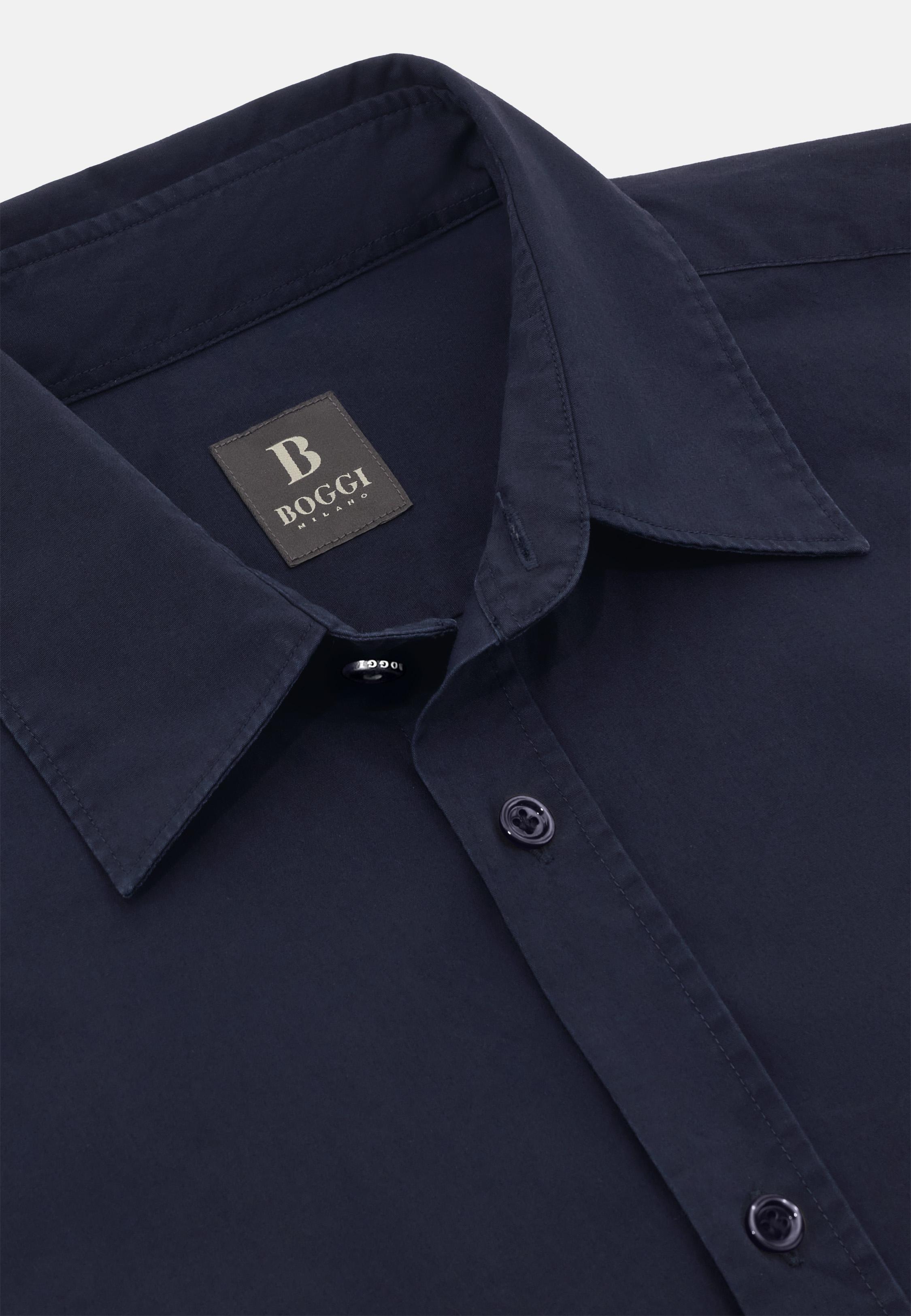 Regular Fit Cotton Poplin Shirt Blue, Navy blue, large image number 3