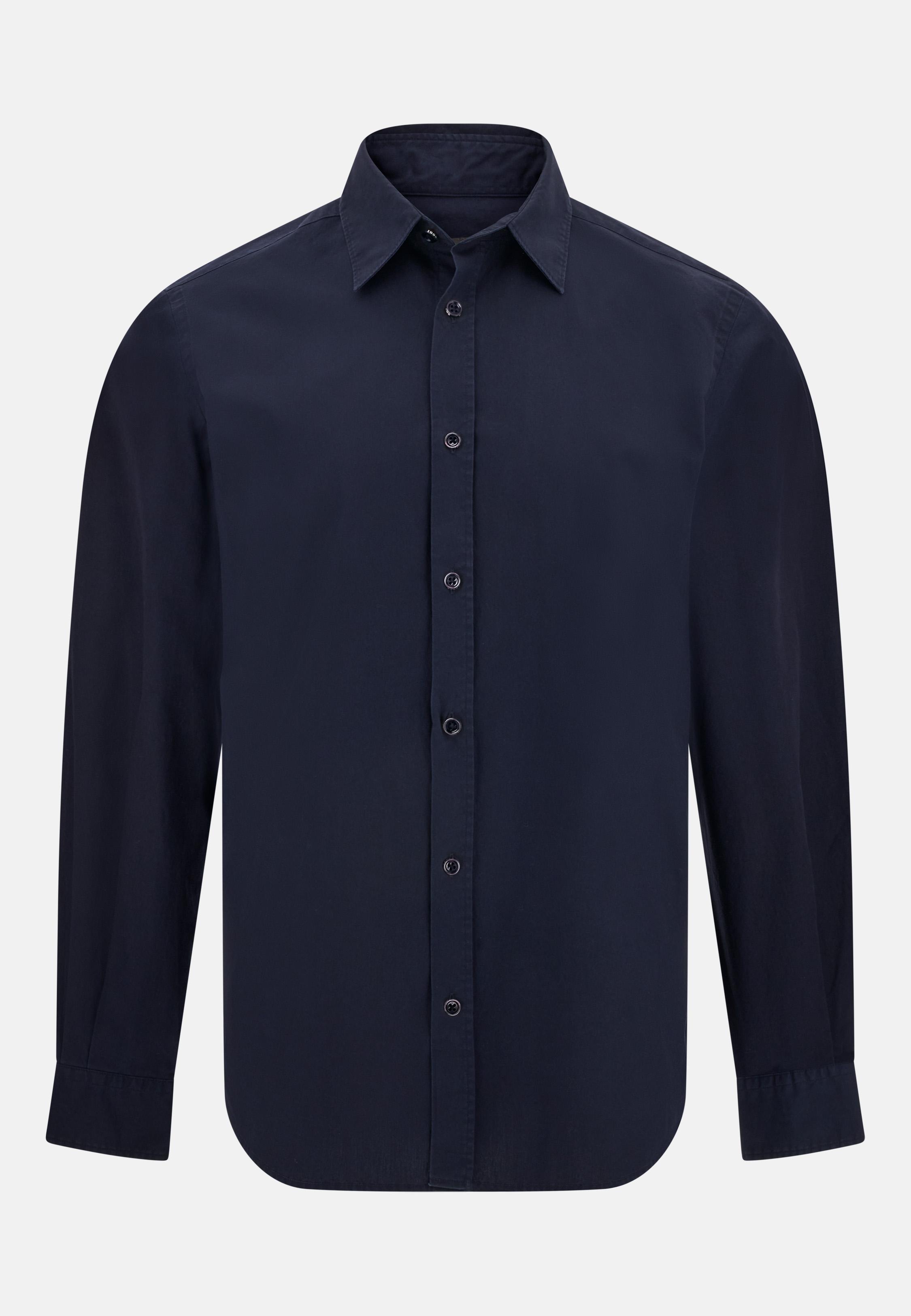 Regular Fit Cotton Poplin Shirt Blue, Navy blue, large image number 4