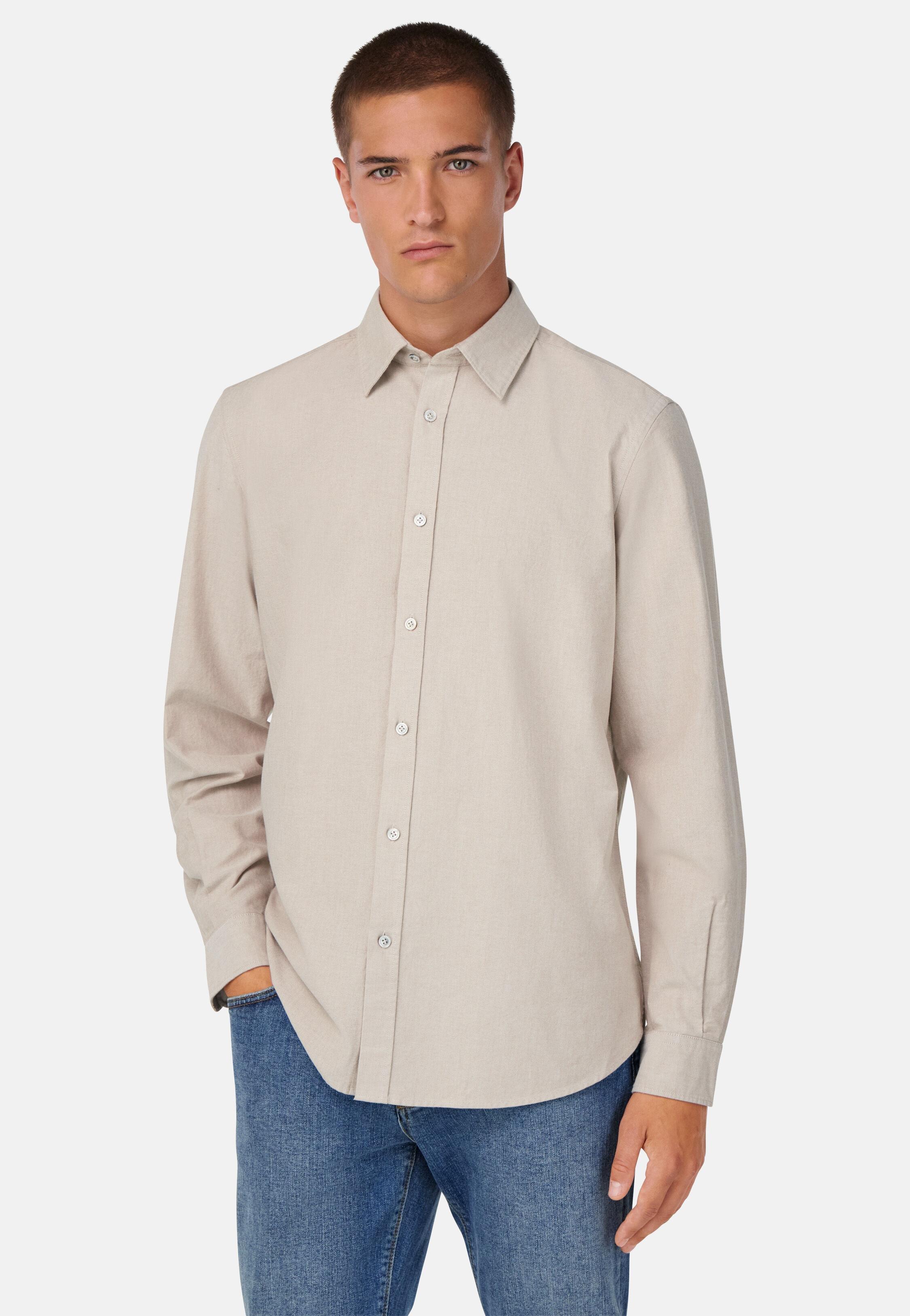 قميص بقصة عادية من قطن أكسفورد، بيج, Beige, medium