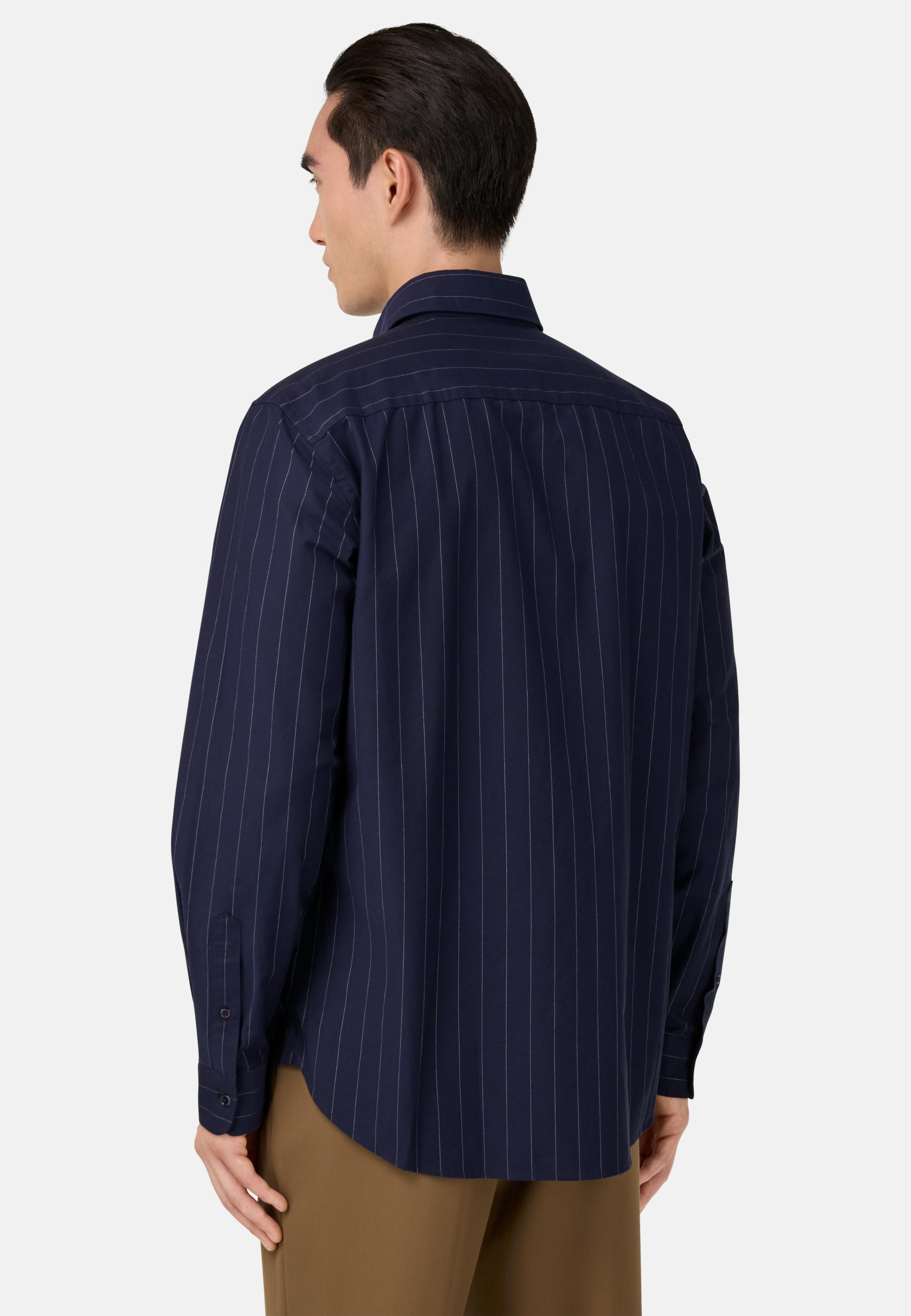 BLUE Regular Fit Striped Cotton Oxford Shirt, Navy blue, large image number 1