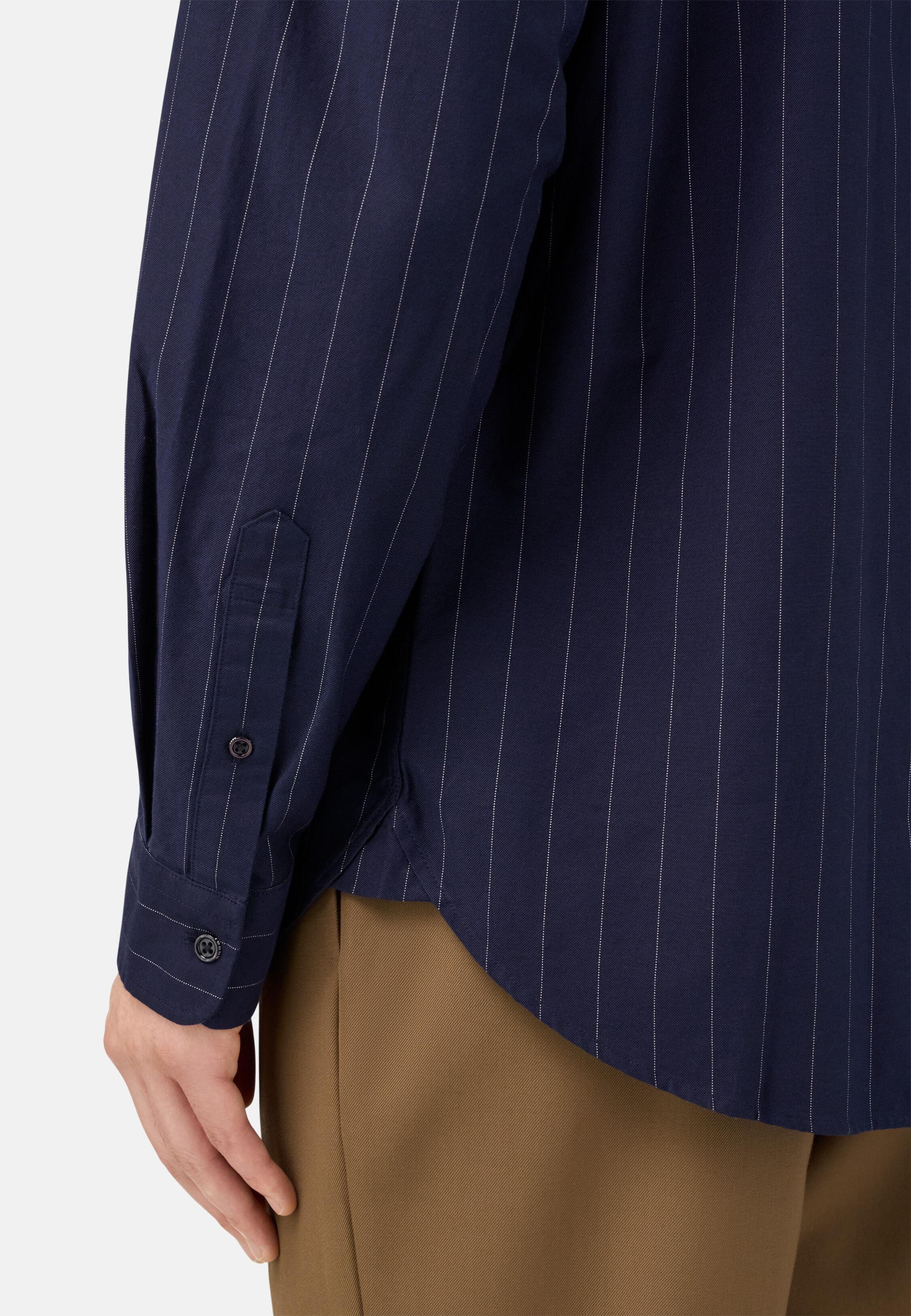 NAVY Regular Fit Striped Cotton Oxford Shirt, Navy blue, medium