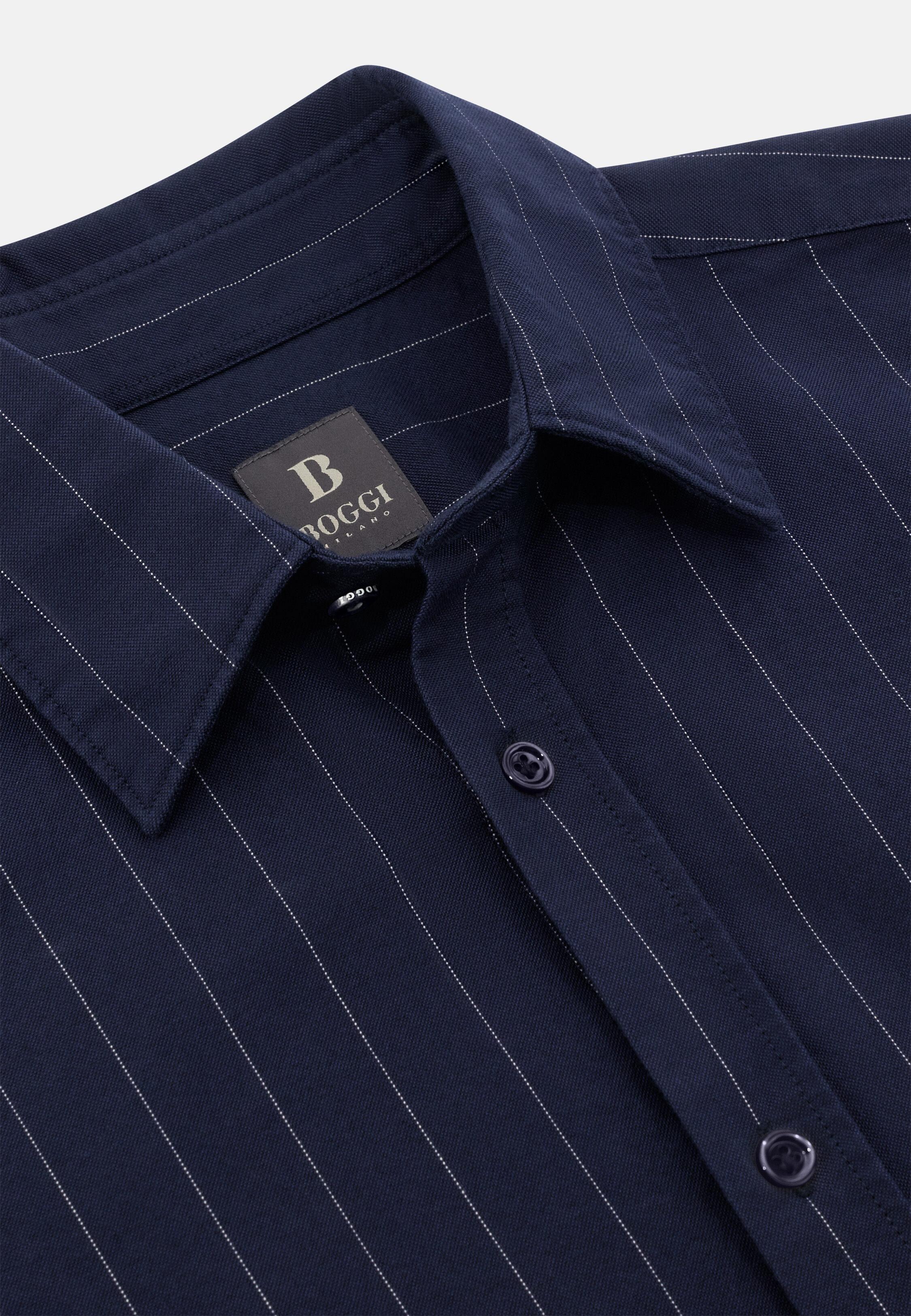 NAVY Regular Fit Striped Cotton Oxford Shirt, Navy blue, large image number 3