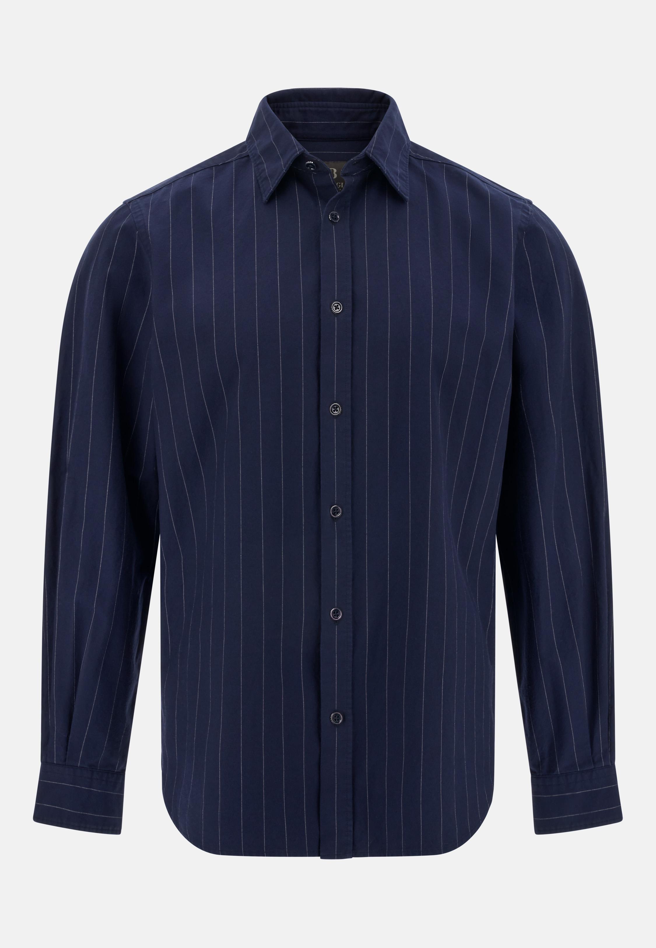 BLUE Regular Fit Striped Cotton Oxford Shirt, Navy blue, large image number 4