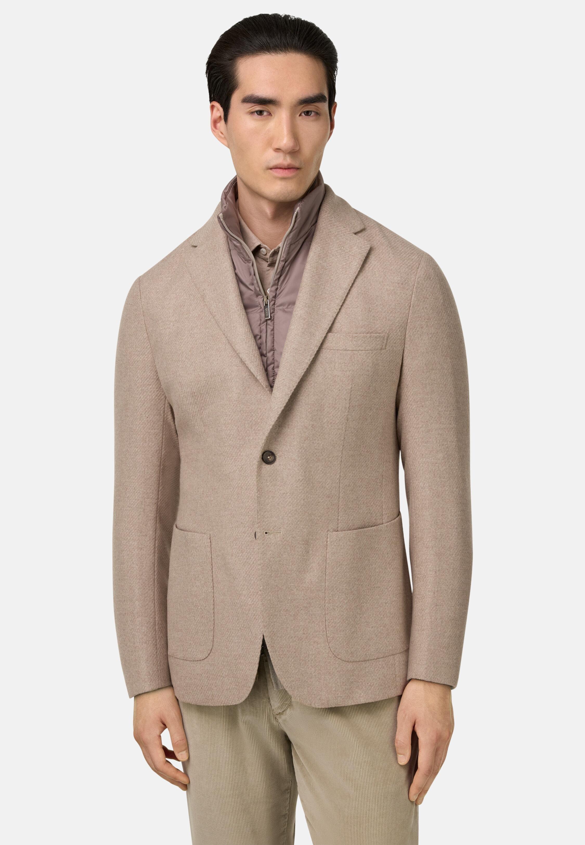 Wool Blend Jacket with Removable Gilet Beige, Beige, medium