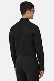 Slim Fit Cotton Satin Shirt Black, Black, large image number 1