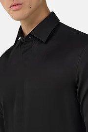 Slim Fit Cotton Satin Shirt Black, Black, large image number 3