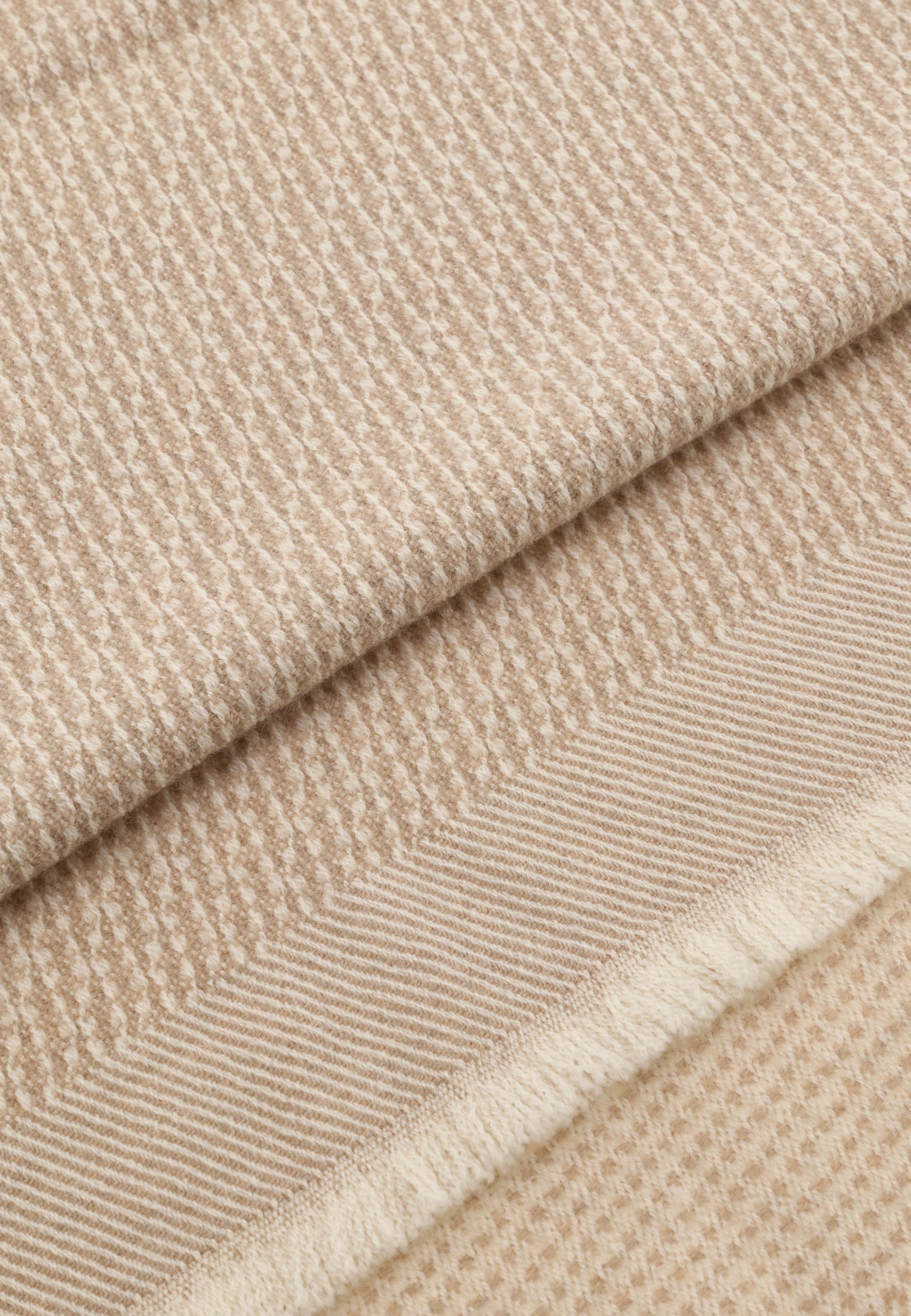 Jacquard Wool Scarf Beige, Sand, medium