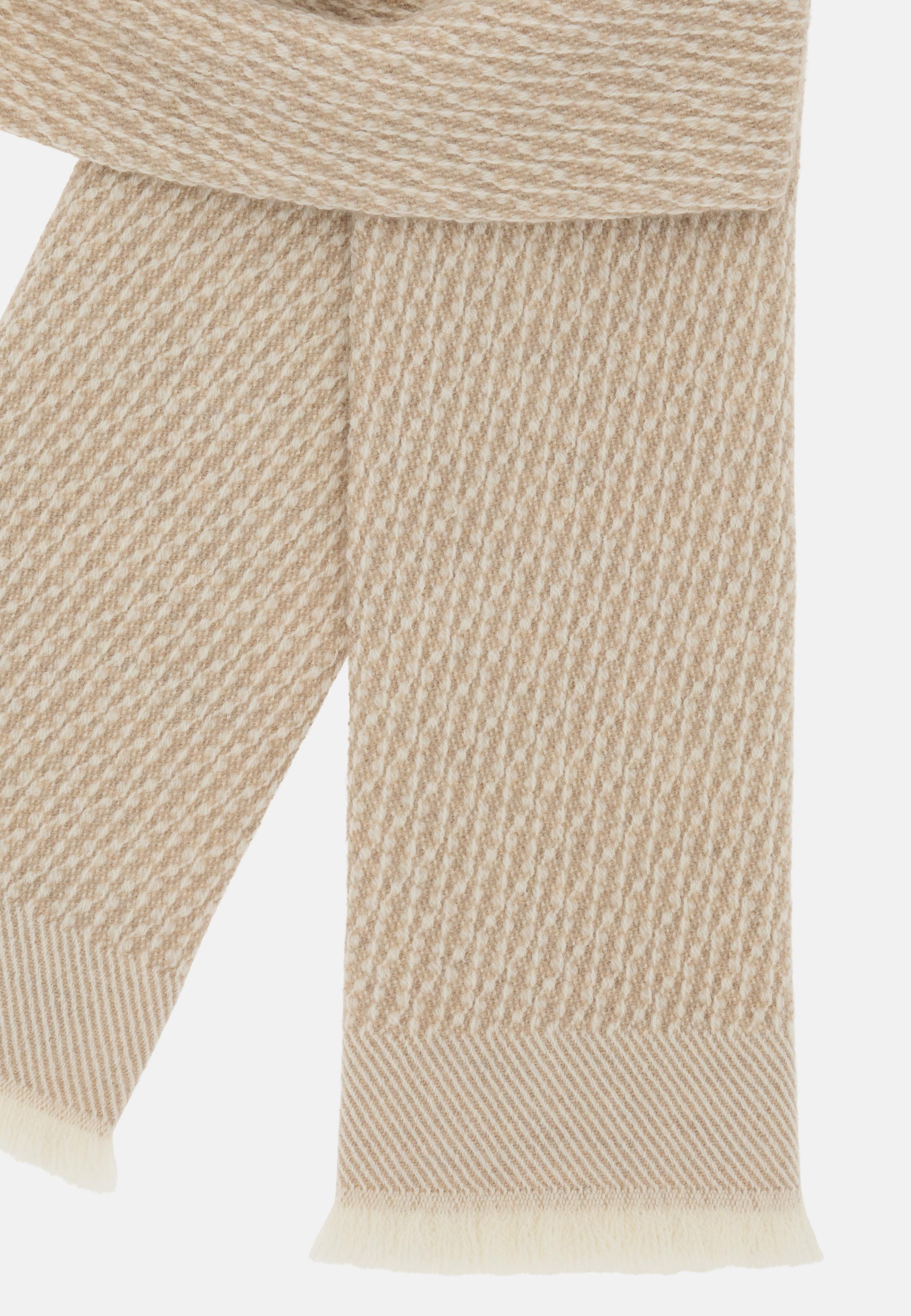 Jacquard Wool Scarf Beige, Sand, large image number 1