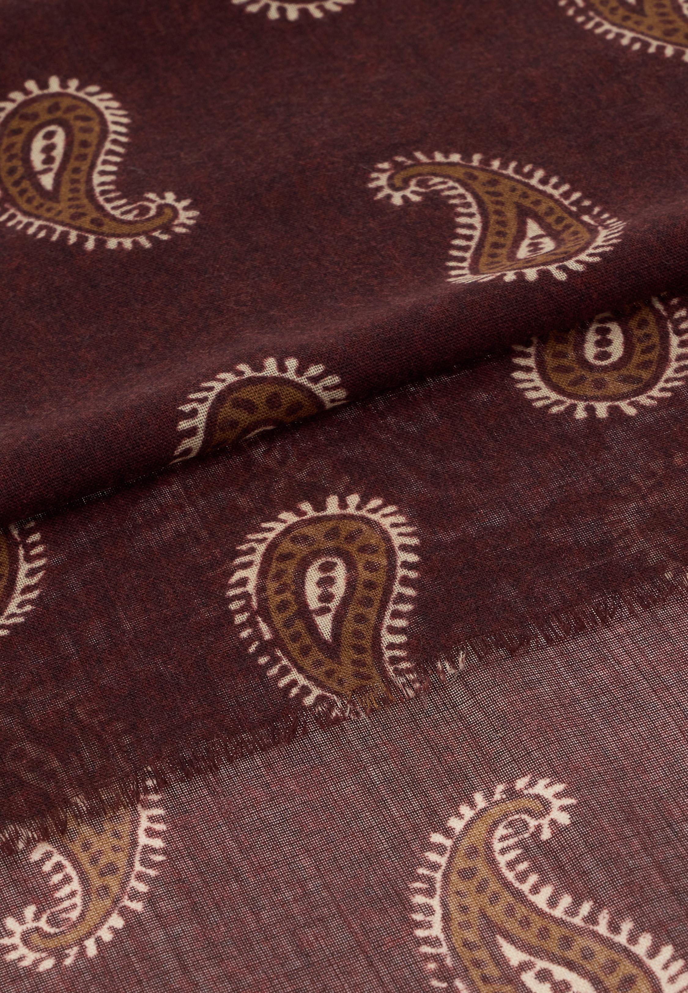 Paisley Print Wool Scarf Burgundy, Burgundy, large image number 0