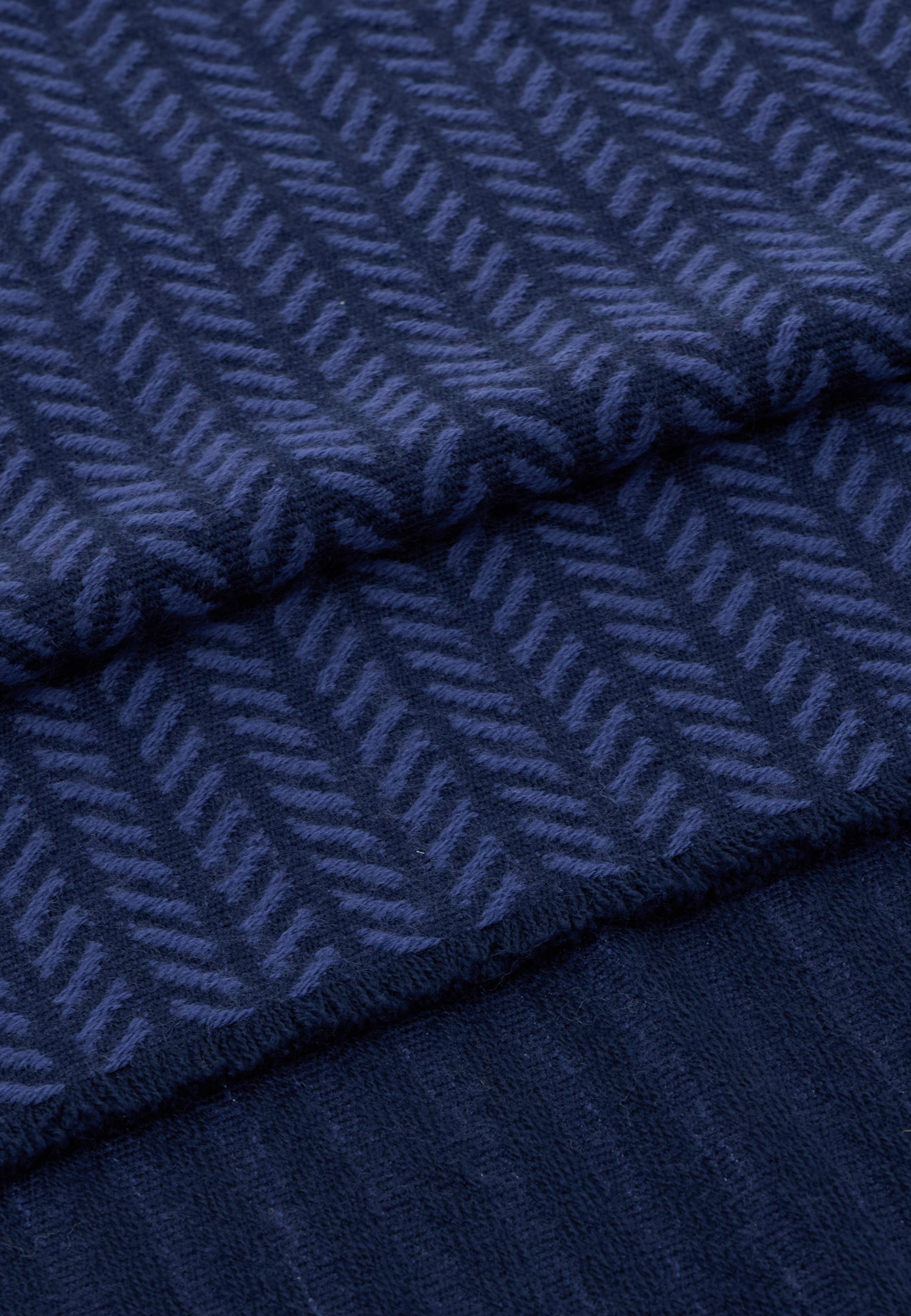 Drill Wool Scarf Navy, Navy blue, medium