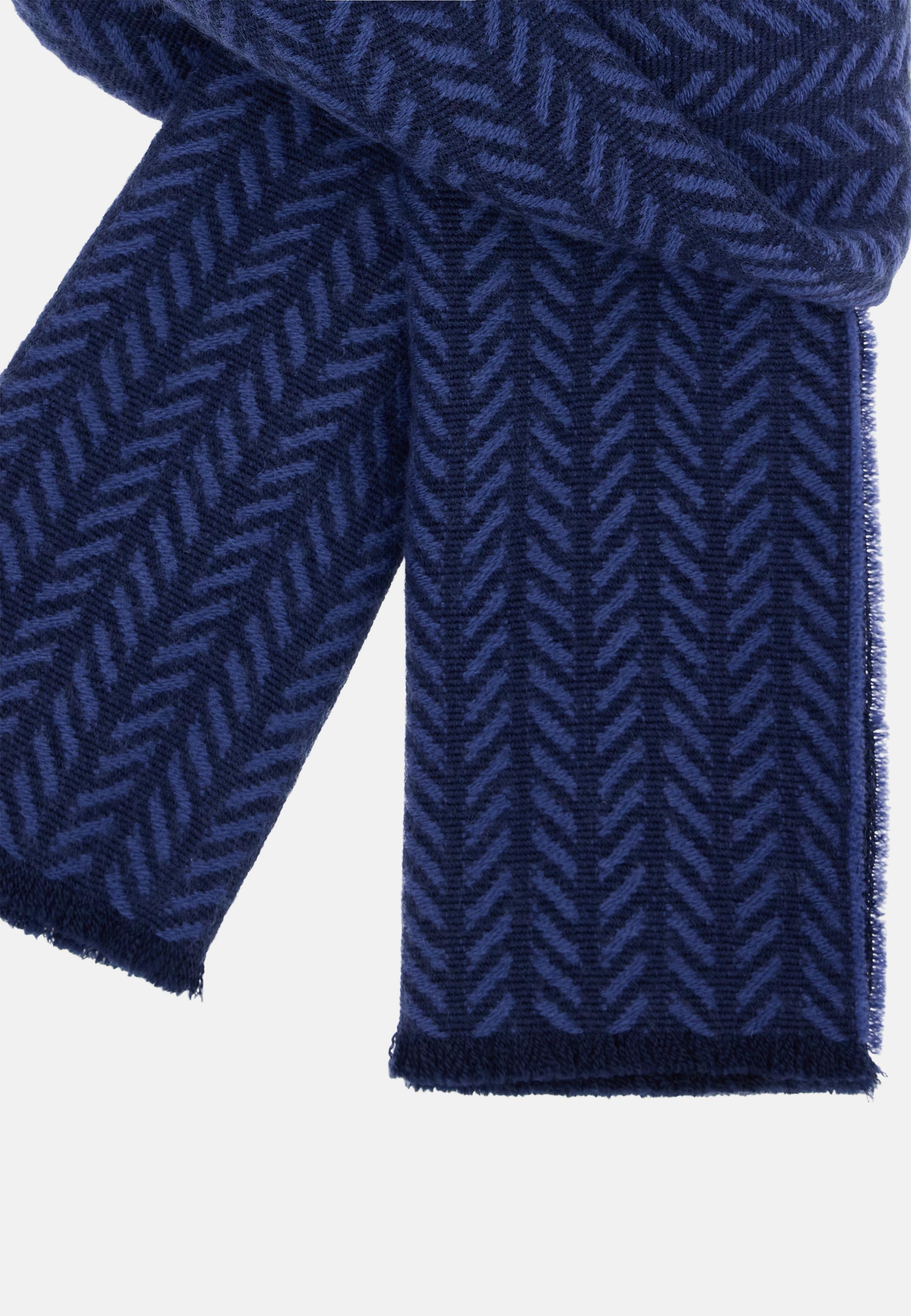 Drill Wool Scarf Navy, Navy blue, large image number 1