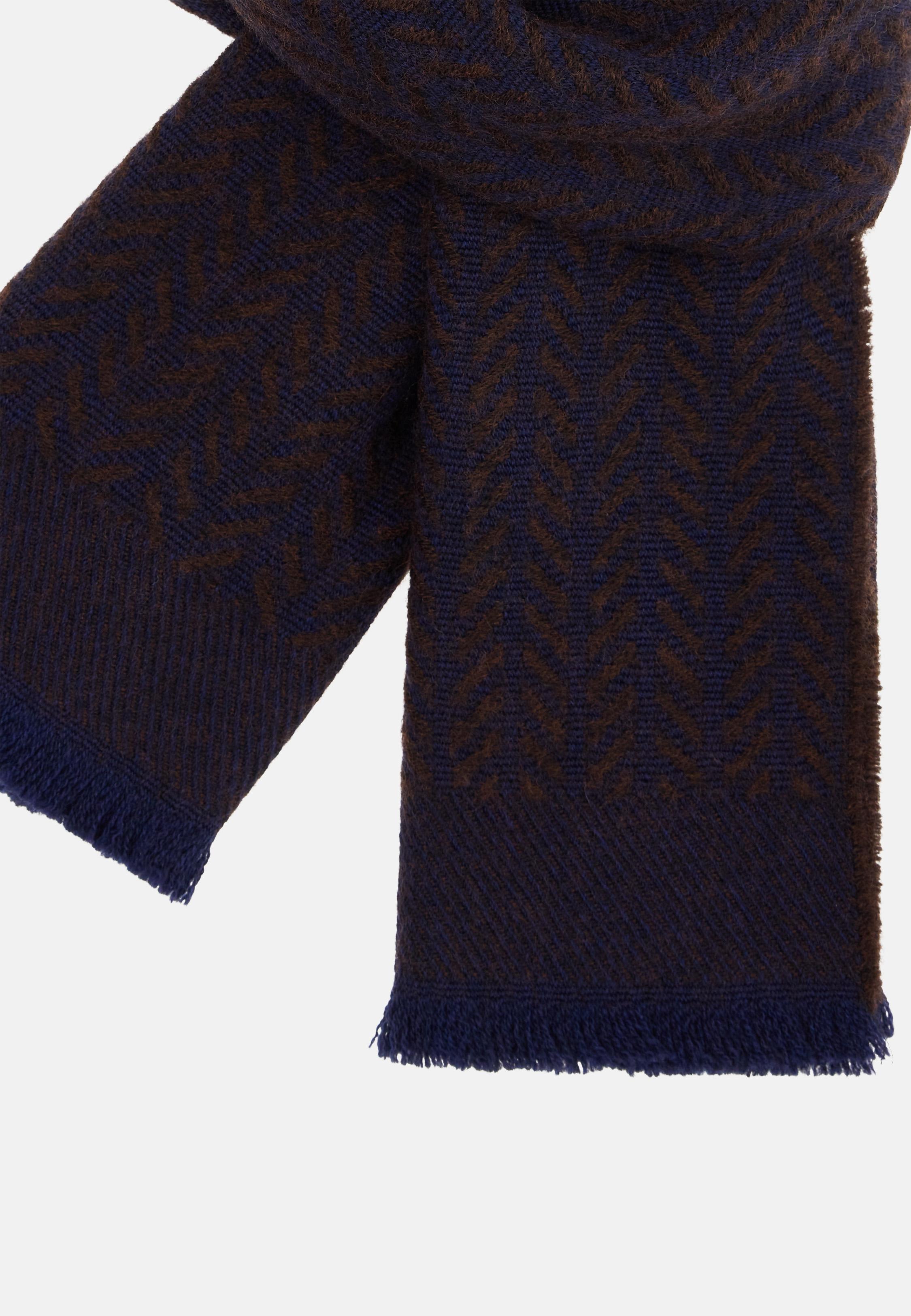Drill Wool Scarf Brown, Dark brown, large image number 1