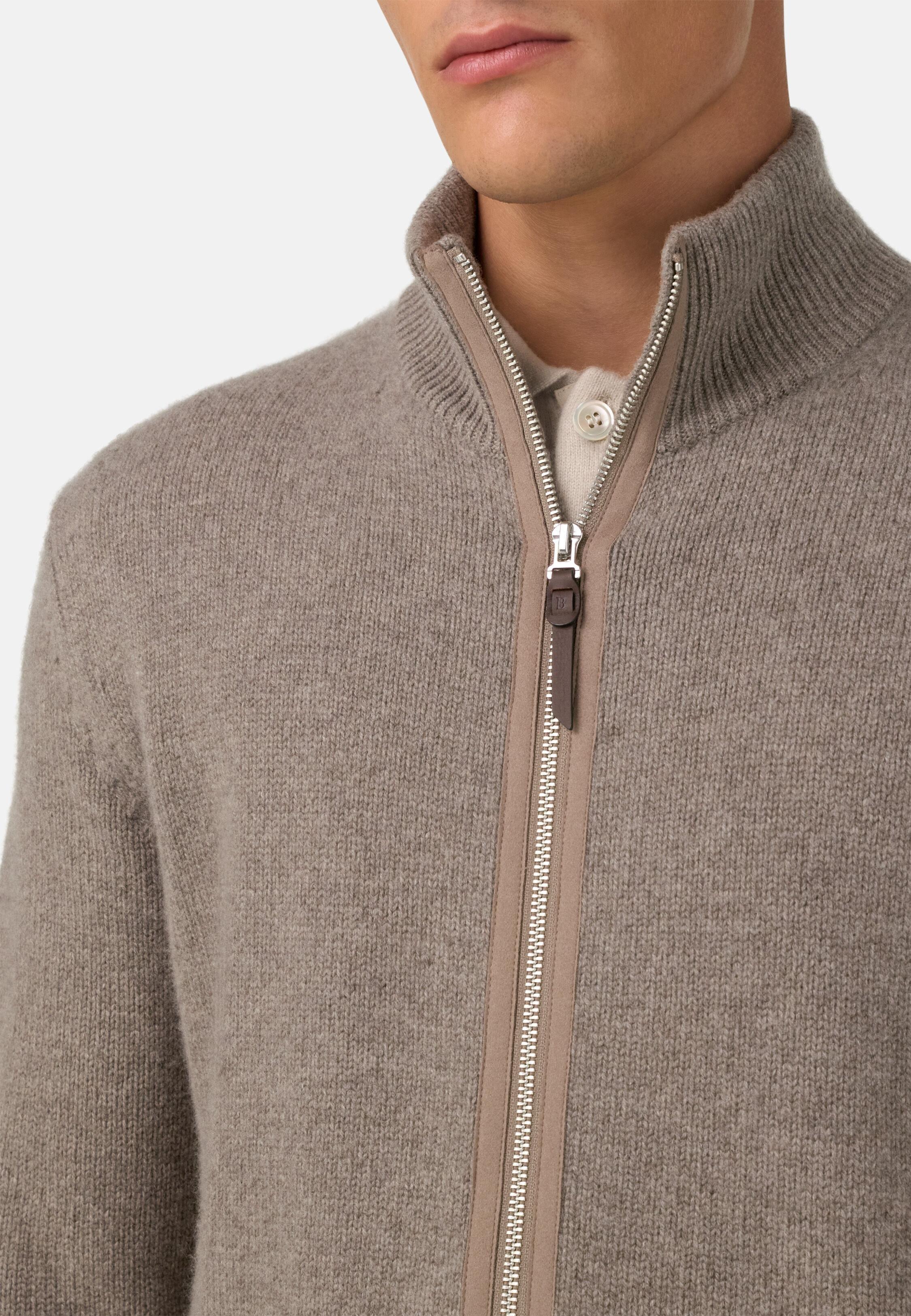 Cashmere Full-Zip Jumper Brown, Taupe, large image number 2
