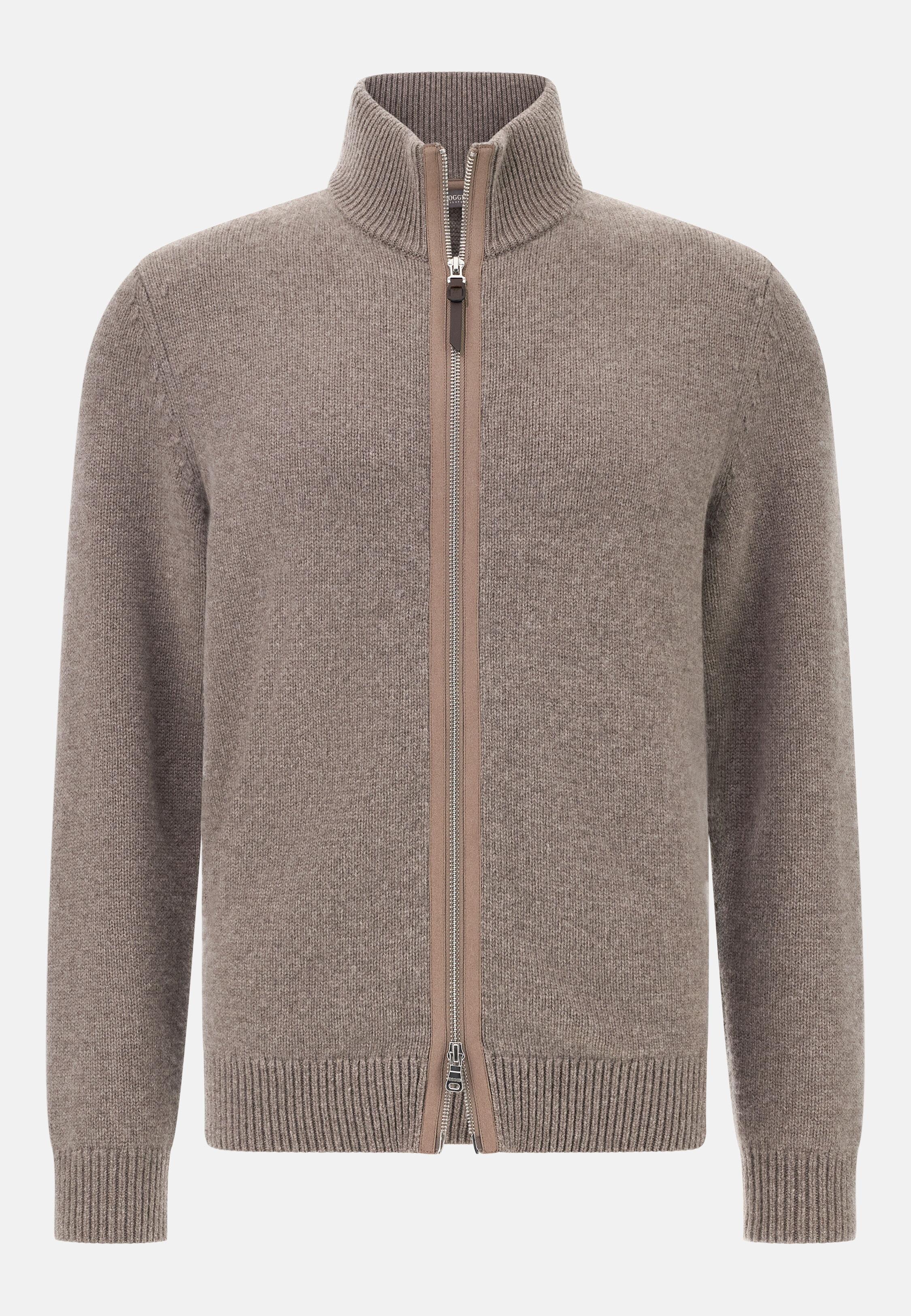 Cashmere Full-Zip Jumper Brown, Taupe, large image number 3