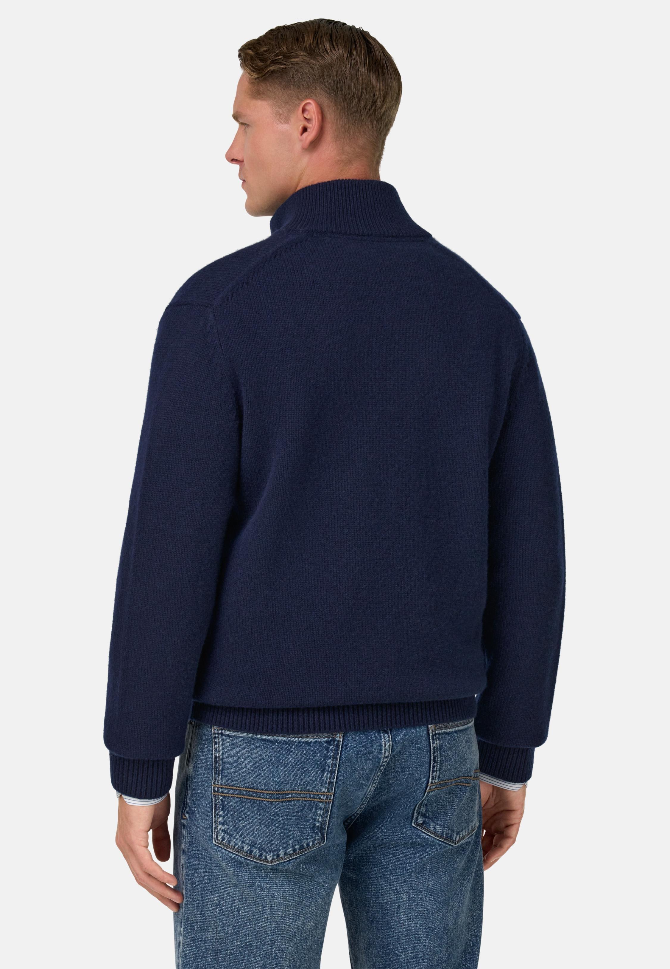 BLUE Cashmere Full-Zip Jumper, Navy blue, large image number 1